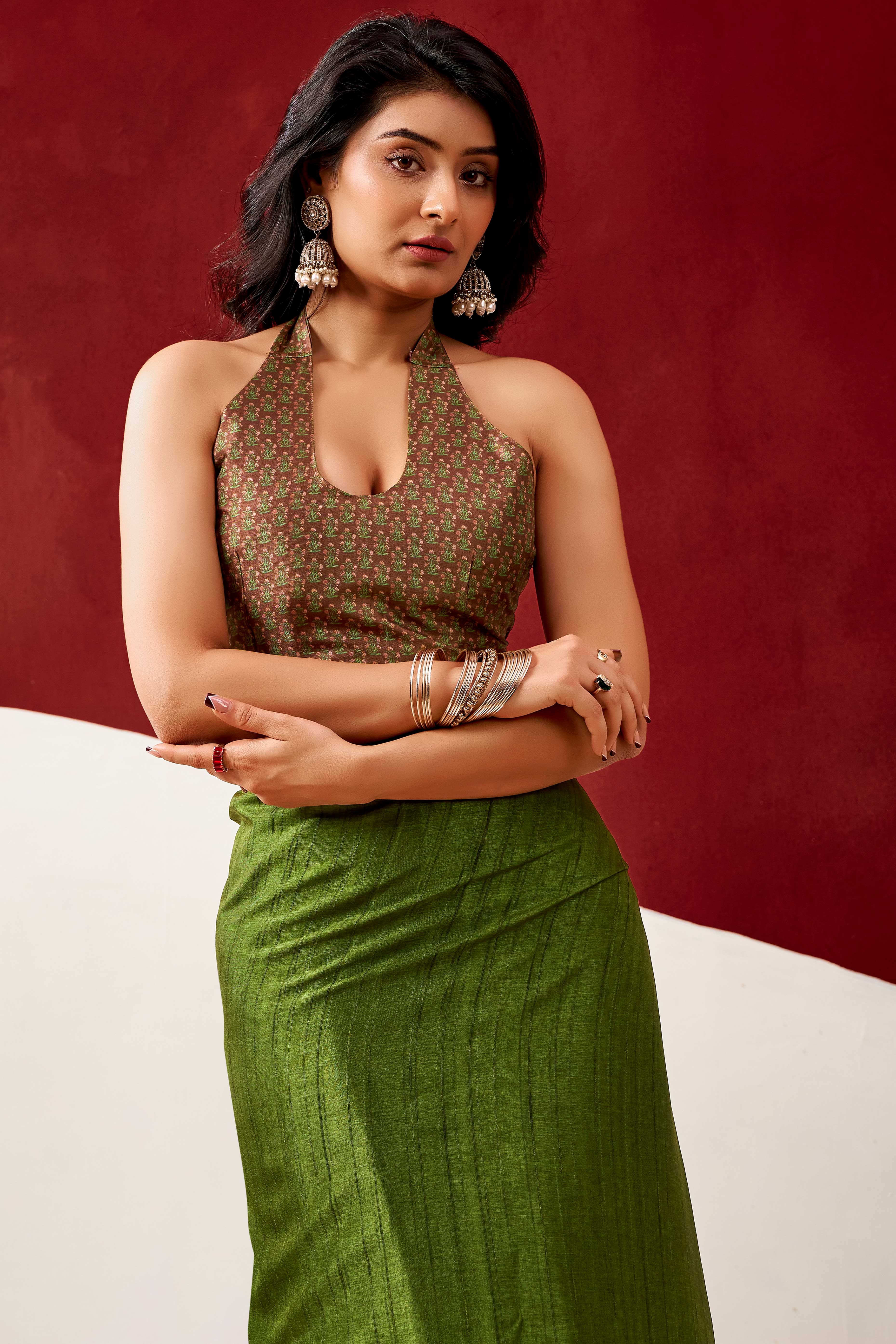 Graceful Green Handloom Cotton Blend Saree Featuring Striped Lining Embroidery & Tassel Pallu