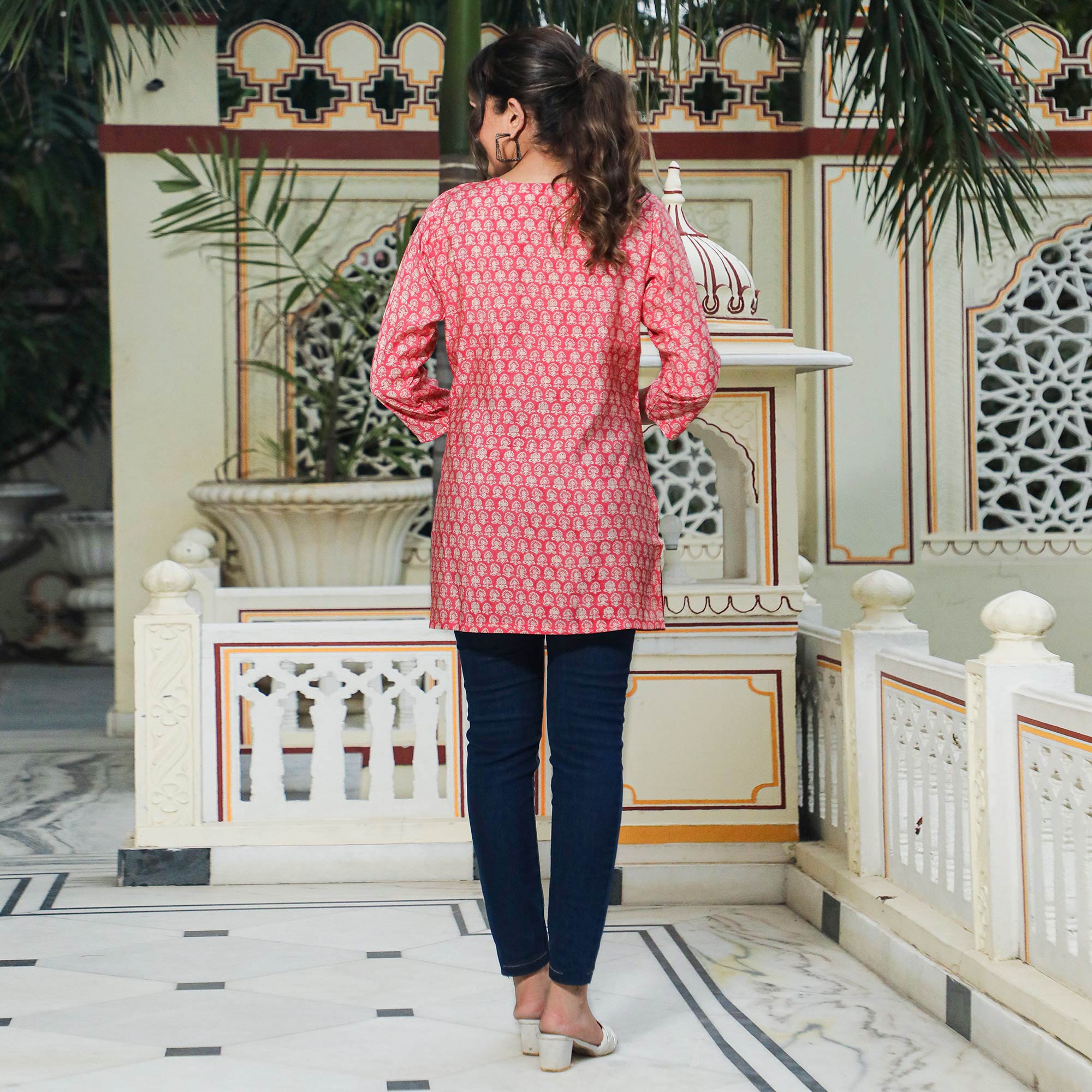 Pink Floral Printed Modal Top