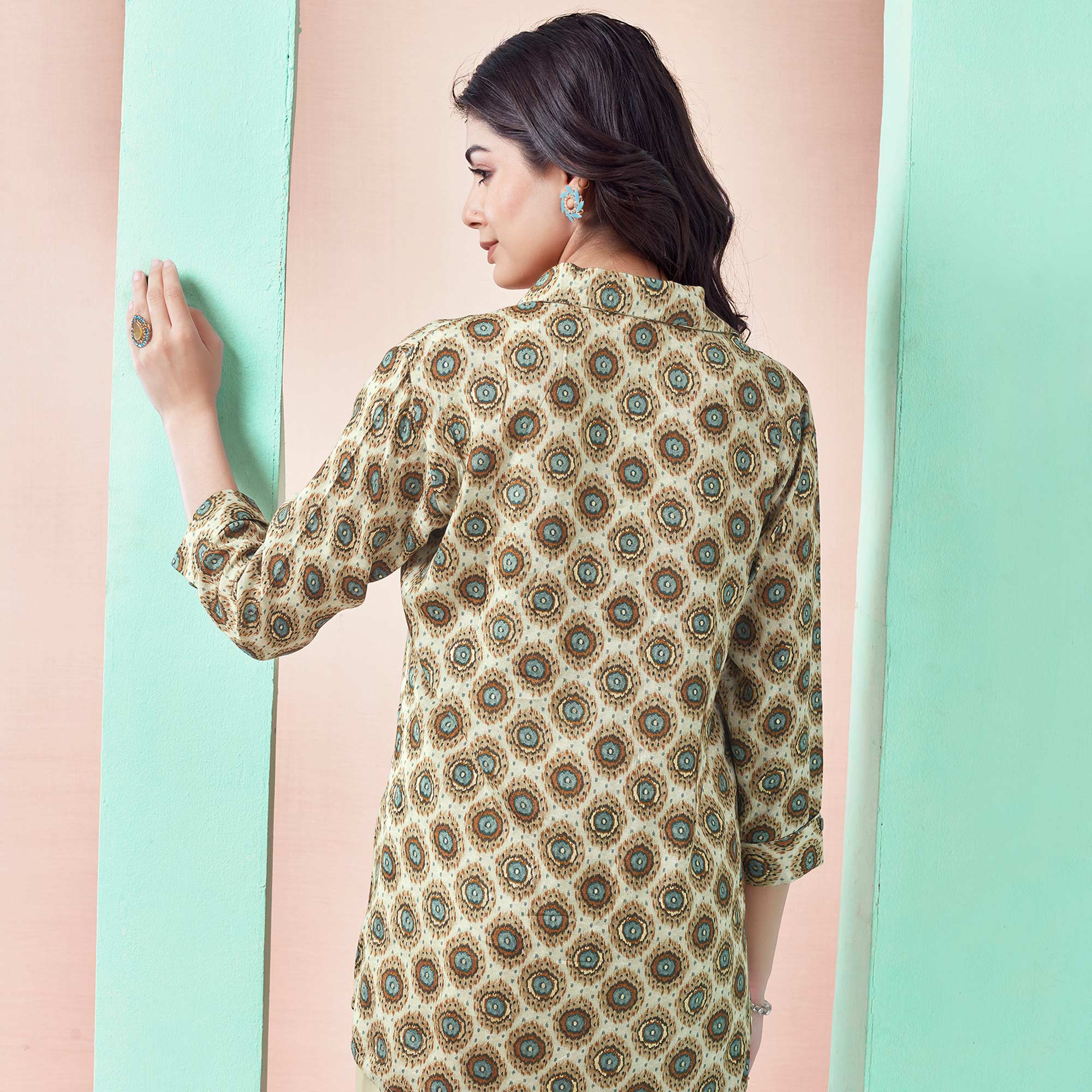 Chikoo Foil Printed Muslin Top