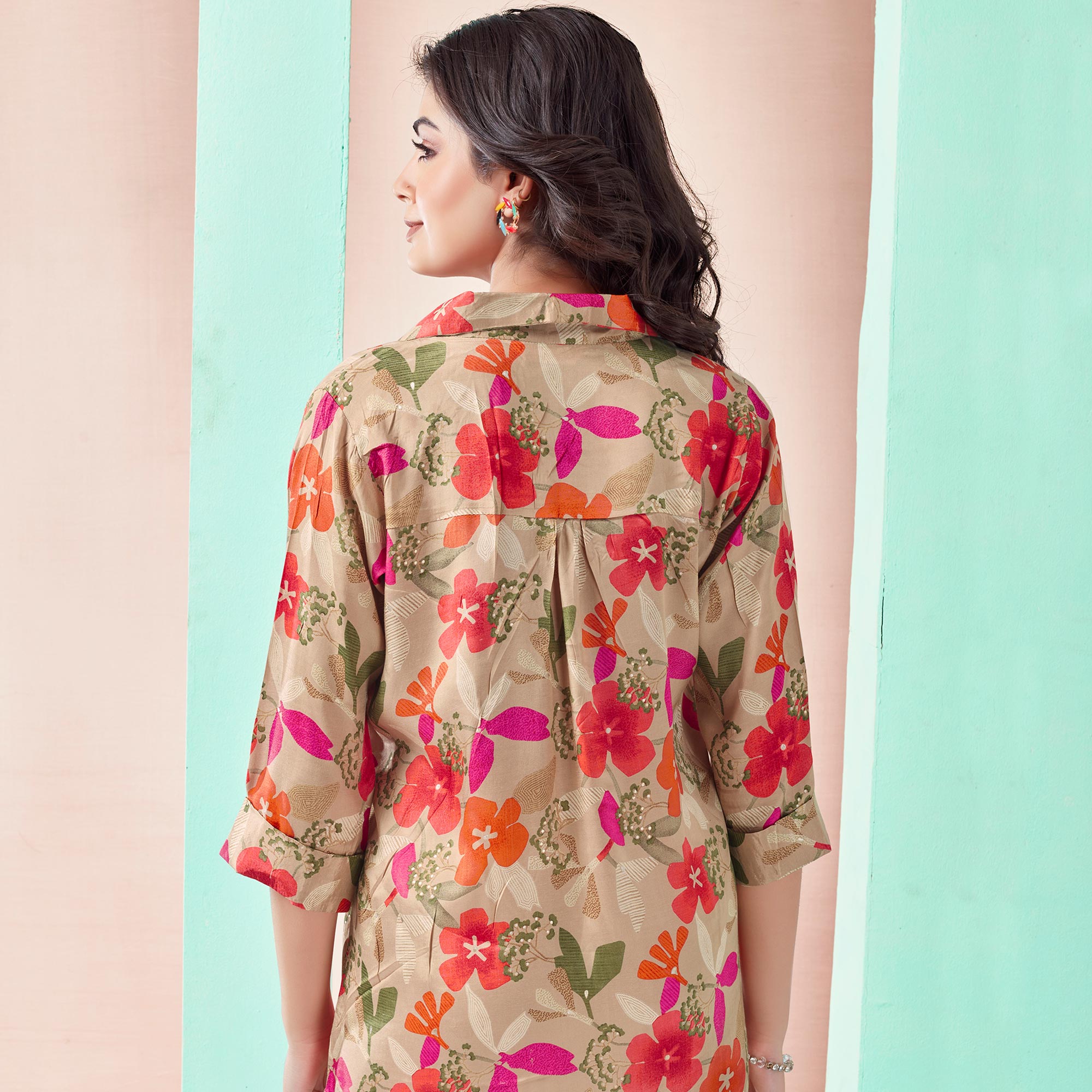 Chikoo Floral Foil Printed Muslin Top