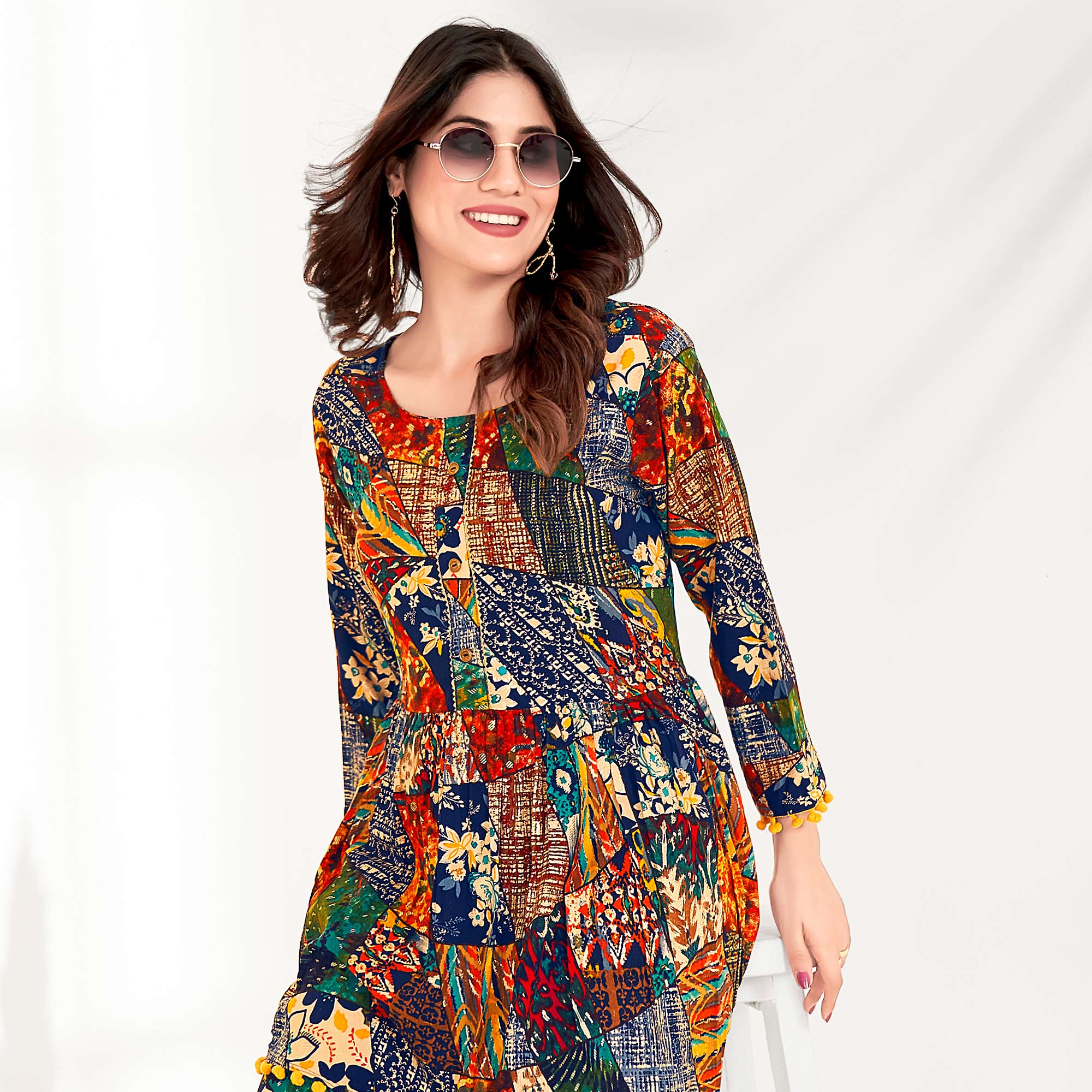 Multicolor Foil Printed Rayon Co Ord Set