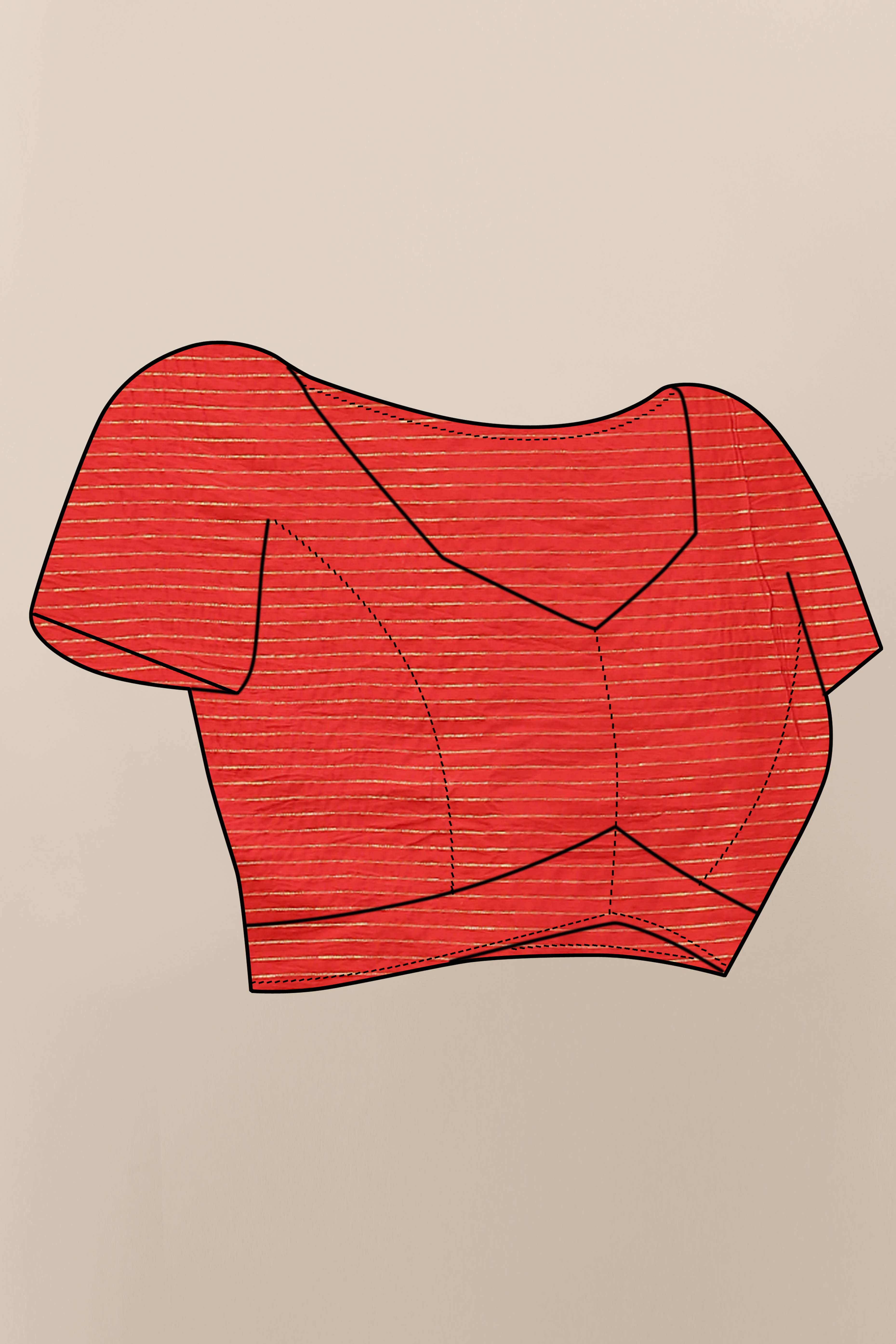 Red Leheriya Printed Chanderi Cotton Silk Lagdi Patta Saree