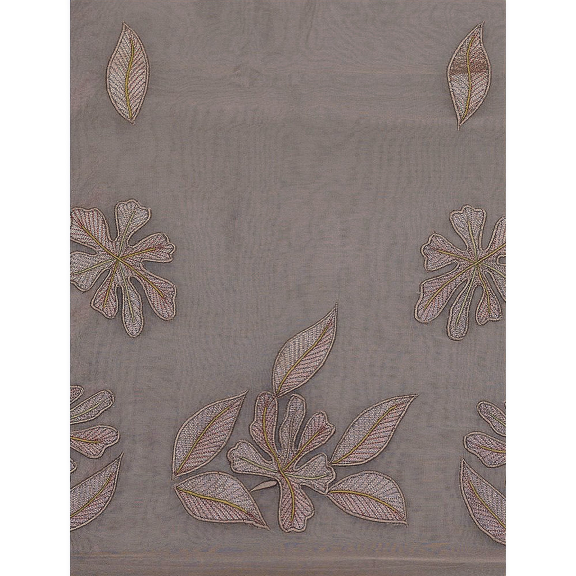 Sophisticated Beige Organza Silk Saree Beautified With Intricate Floral Embroidery & Sequins Work