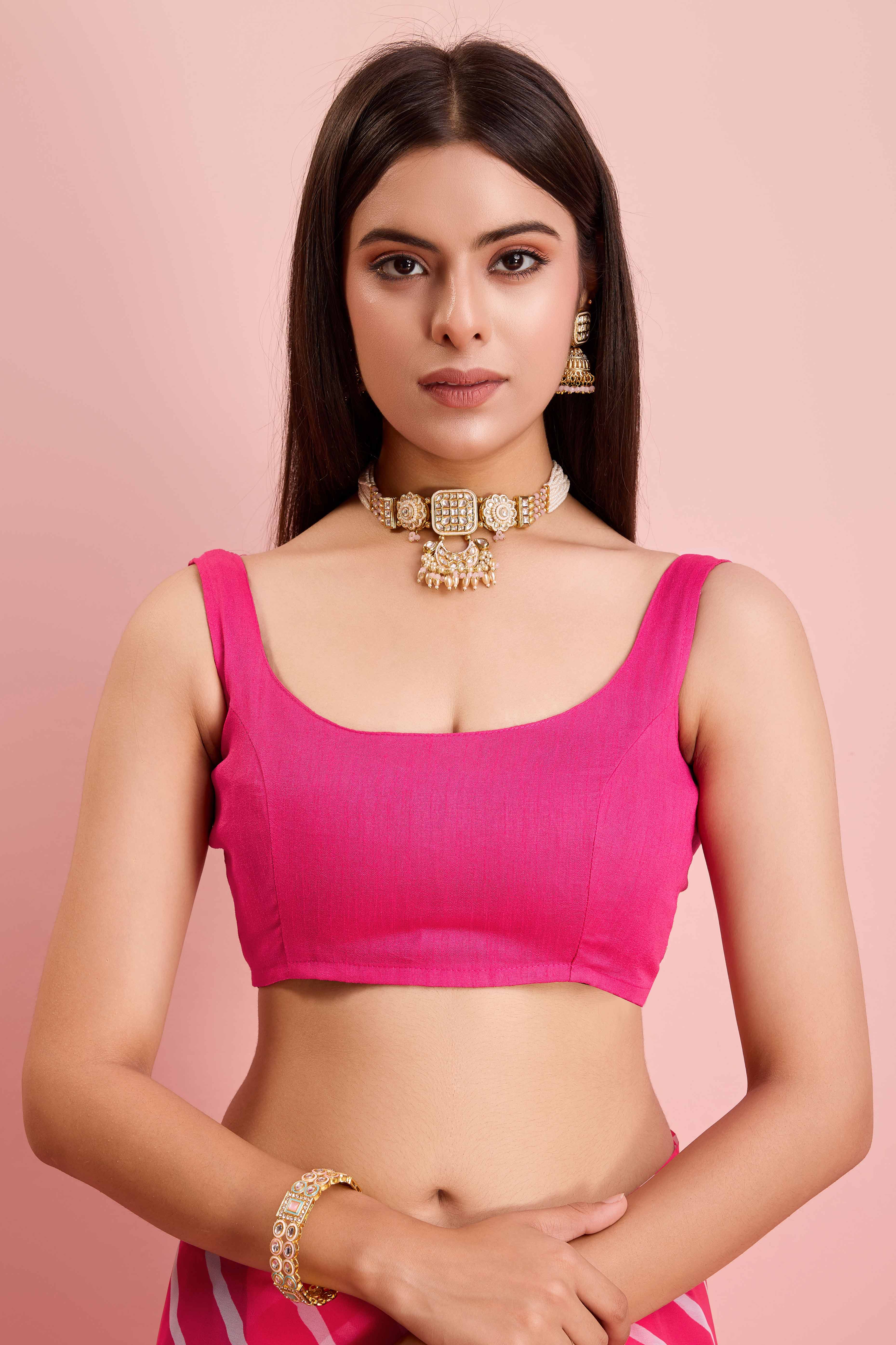 Elegant Pink Leheriya Printed Saree in Flowing Georgette