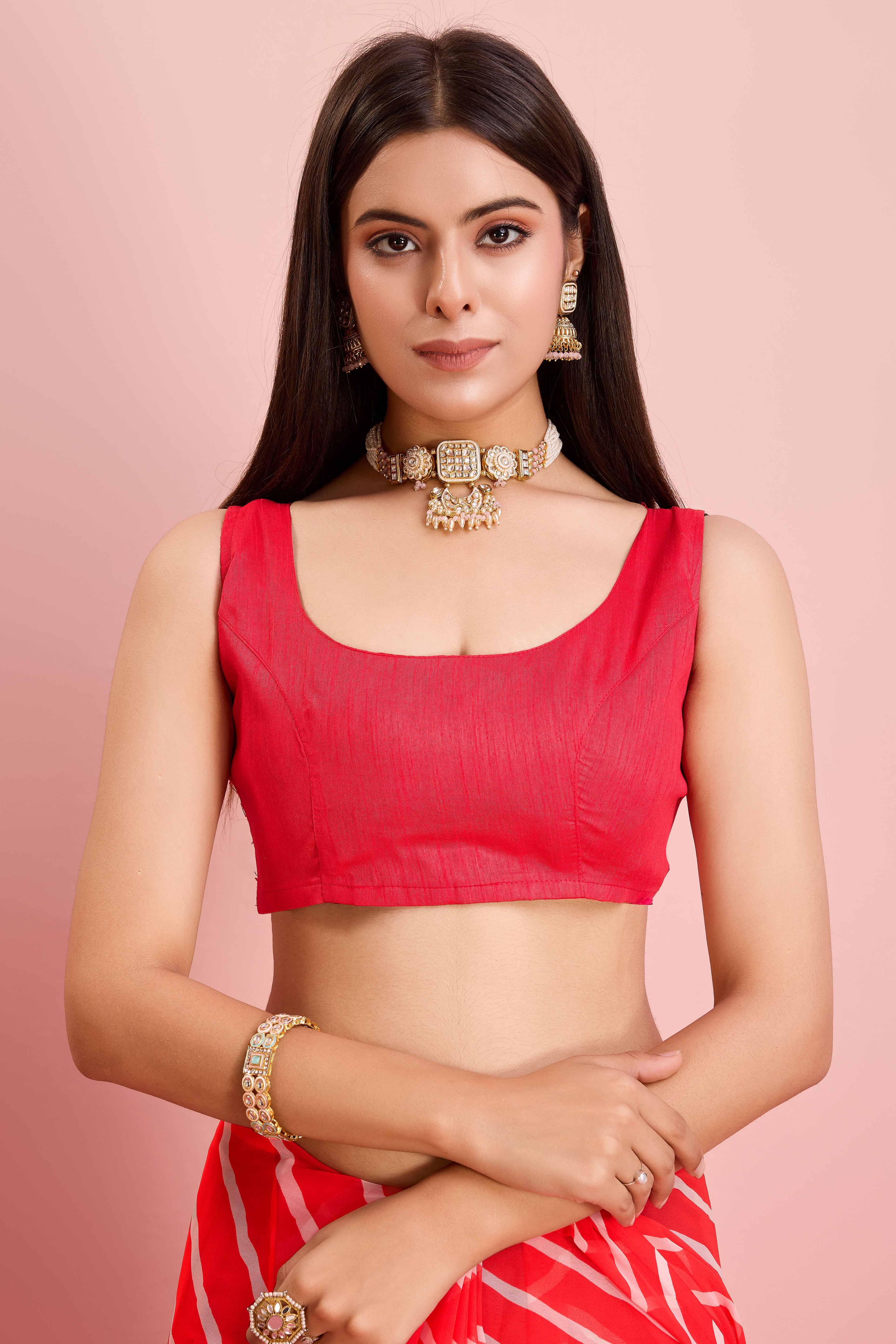 Elegant Red Leheriya Printed Saree in Flowing Georgette