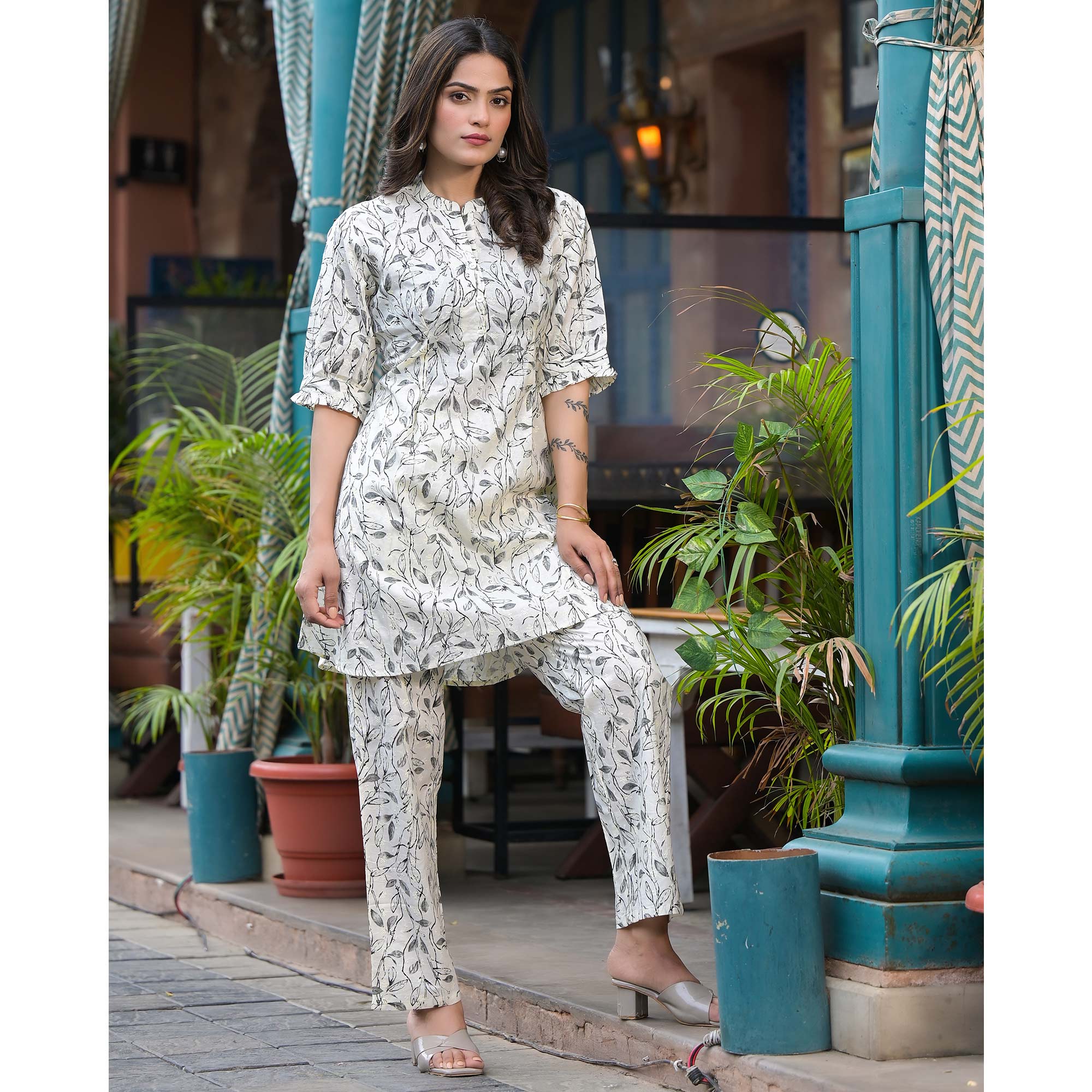 White Printed Pure Cotton Co-Ord Set