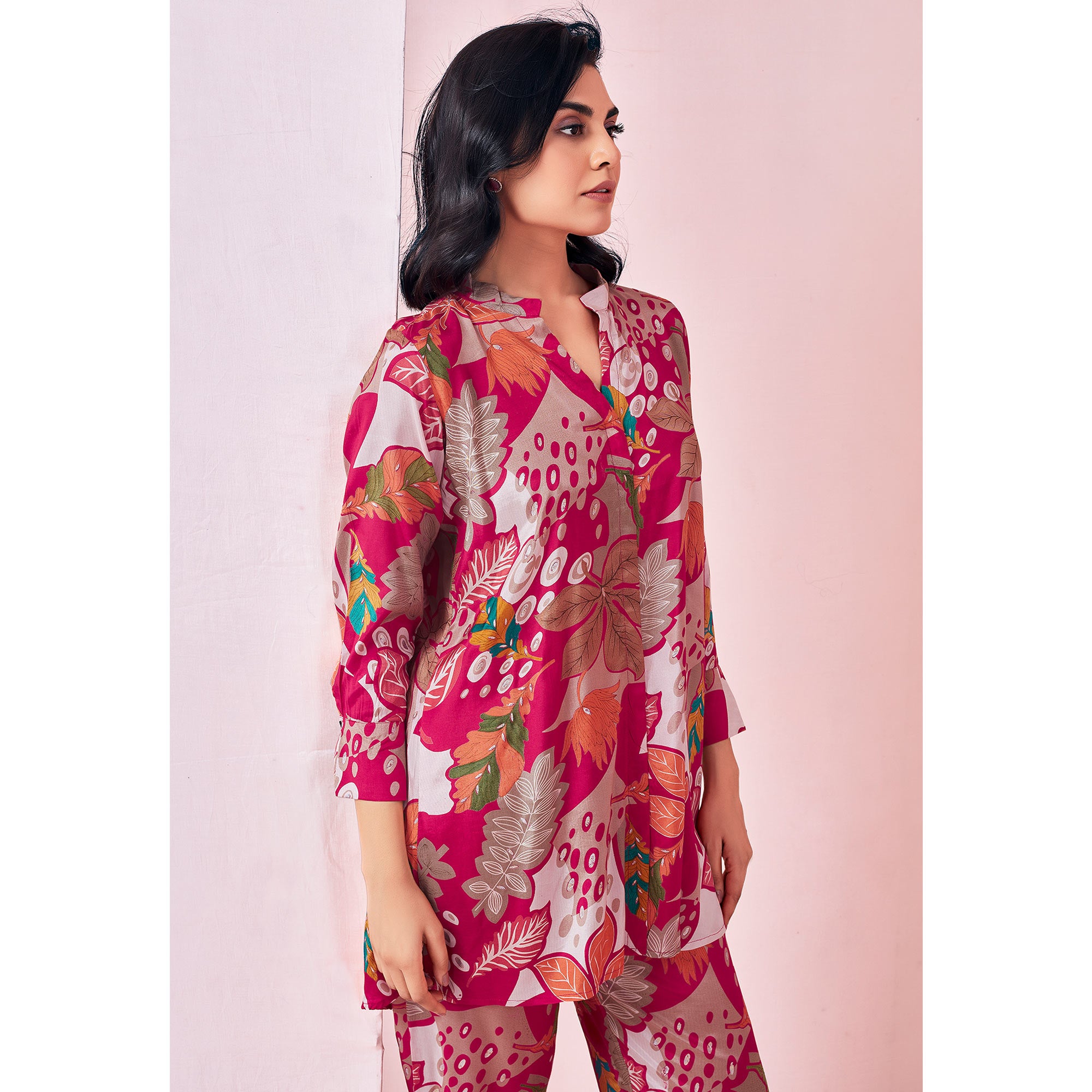 Rani Pink Printed Muslin Co-Ord Set