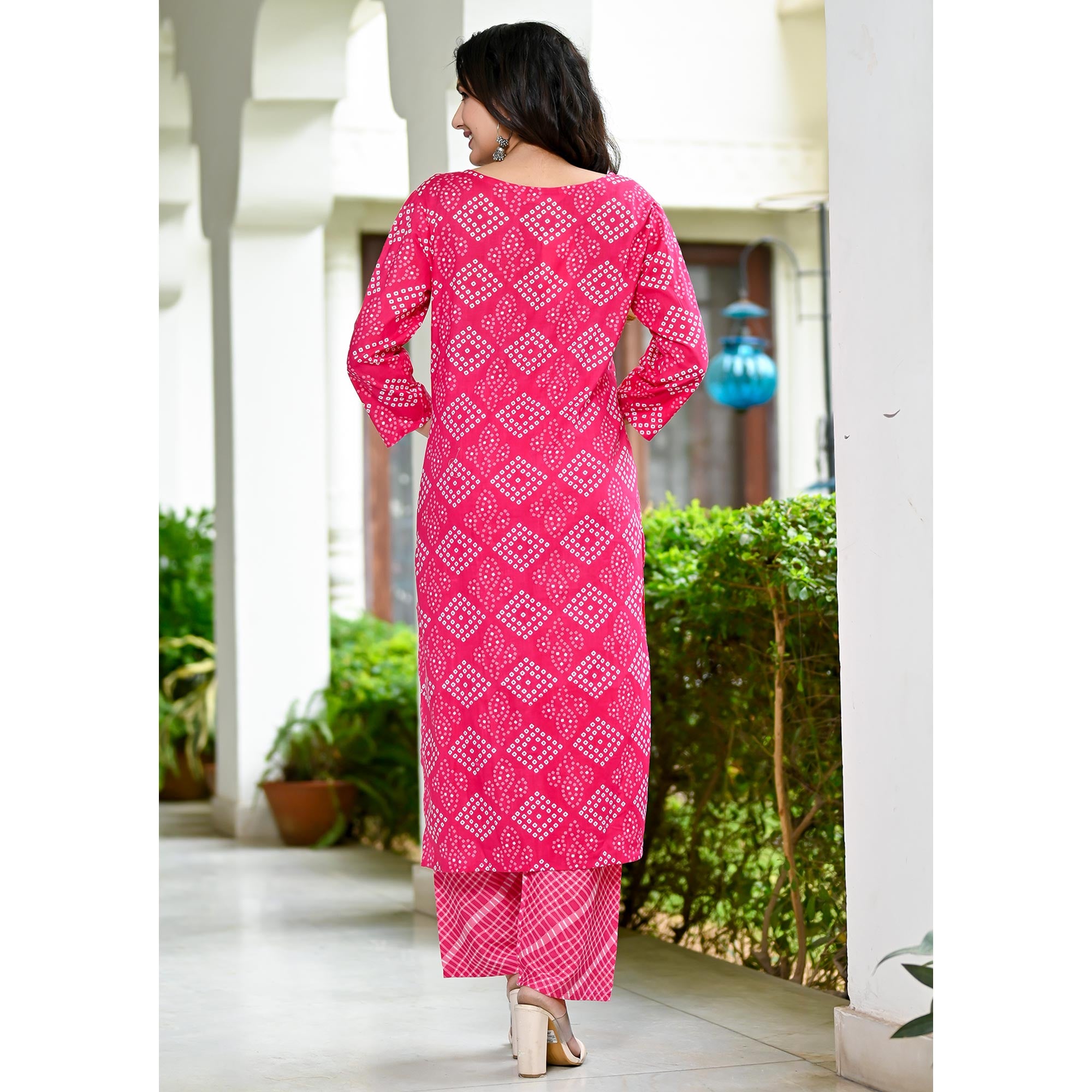 Pink Bandhani Printed Pure Cotton Salwar Suit