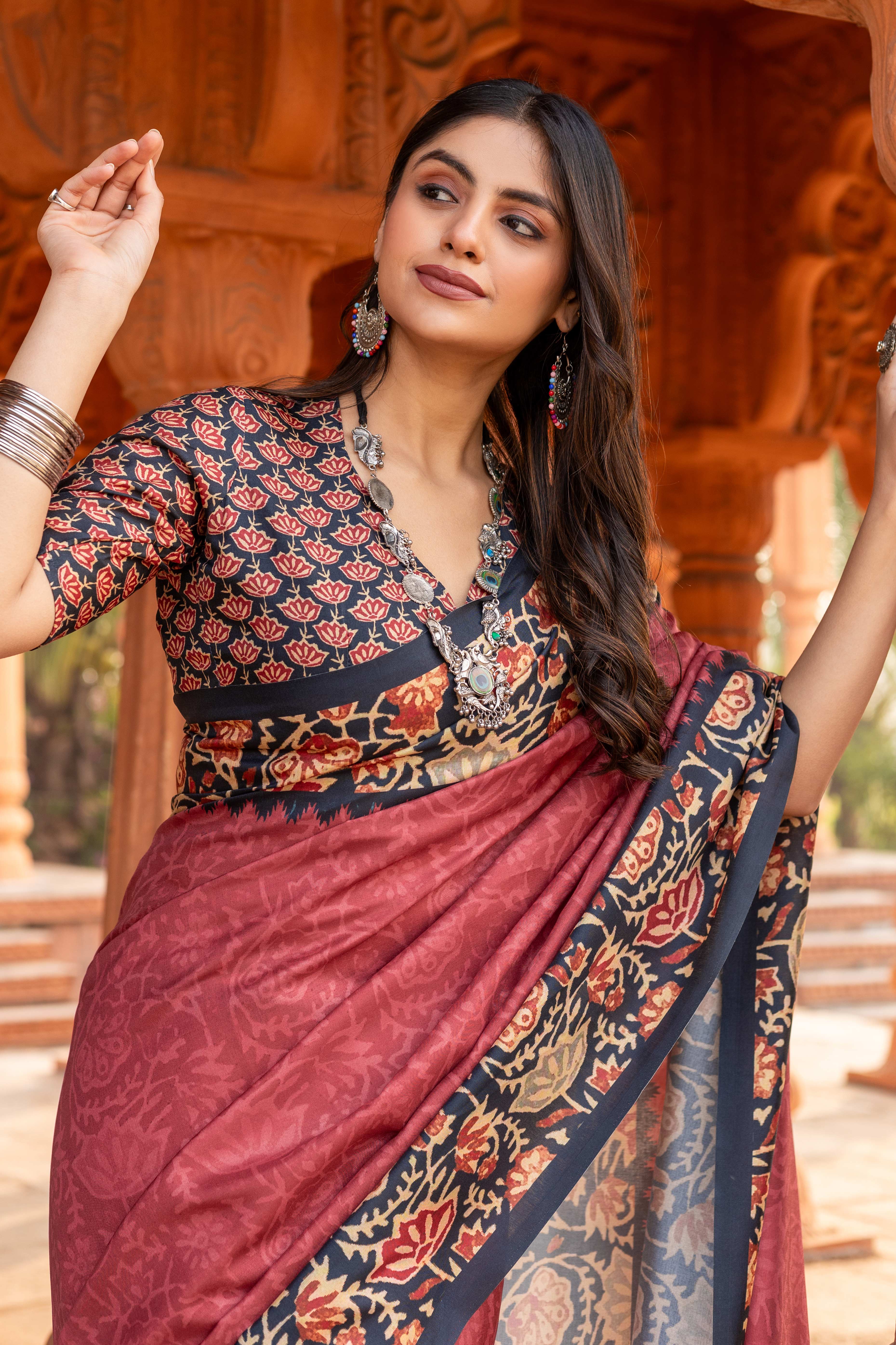 Graceful Pink Floral Printed Manipuri Cotton Silk Saree Showcasing Timeless Elegance