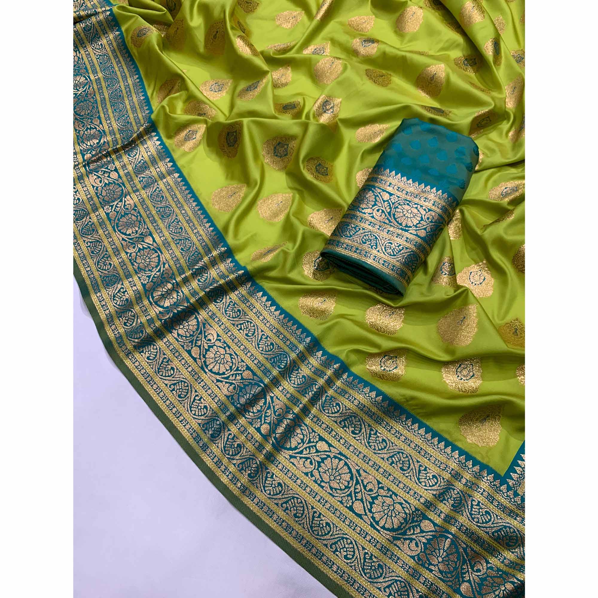 Green Butti Work Banarasi Silk Saree