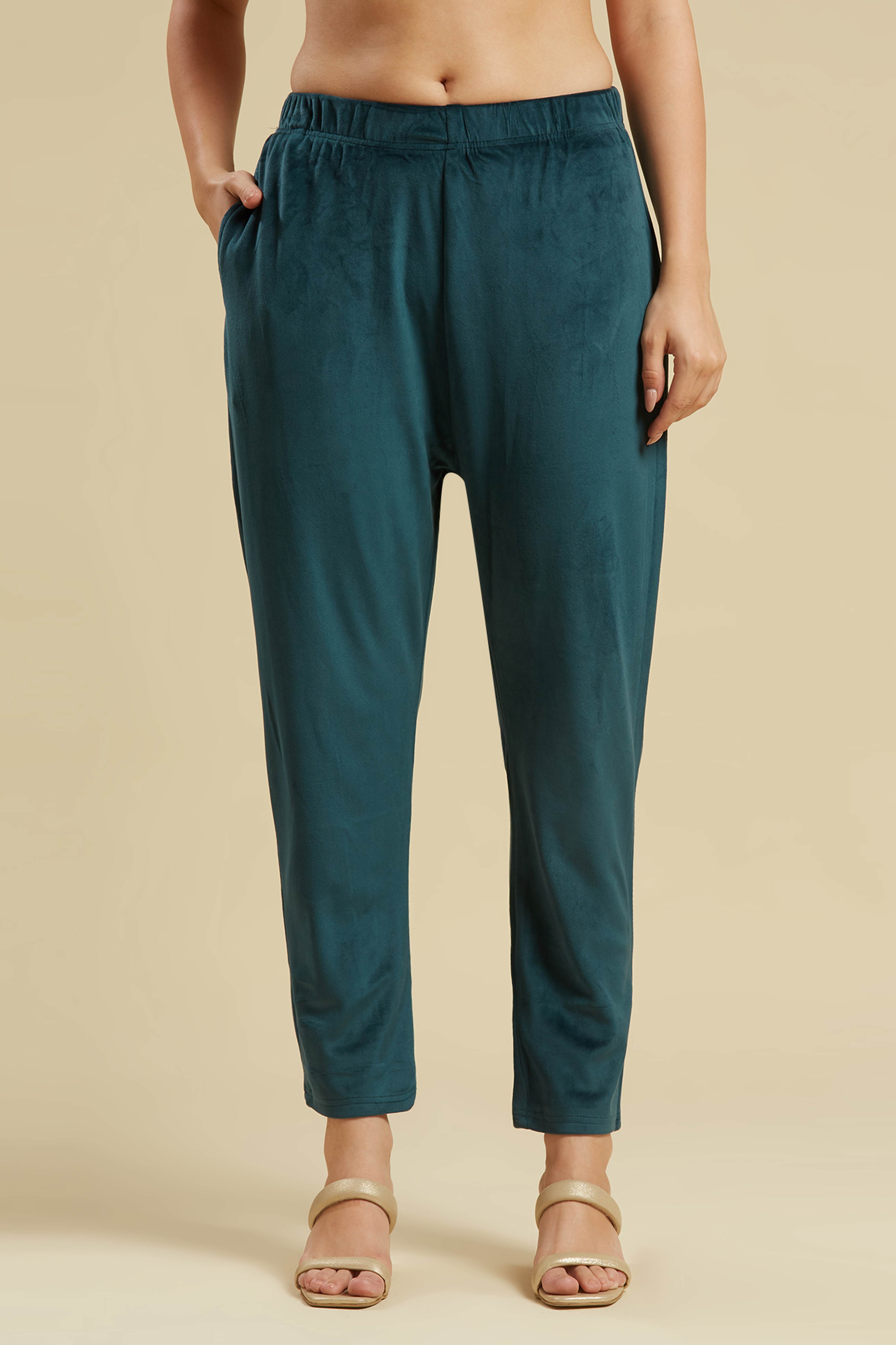 Rama Blue Embroidered Velvet Straight Salwar Suit