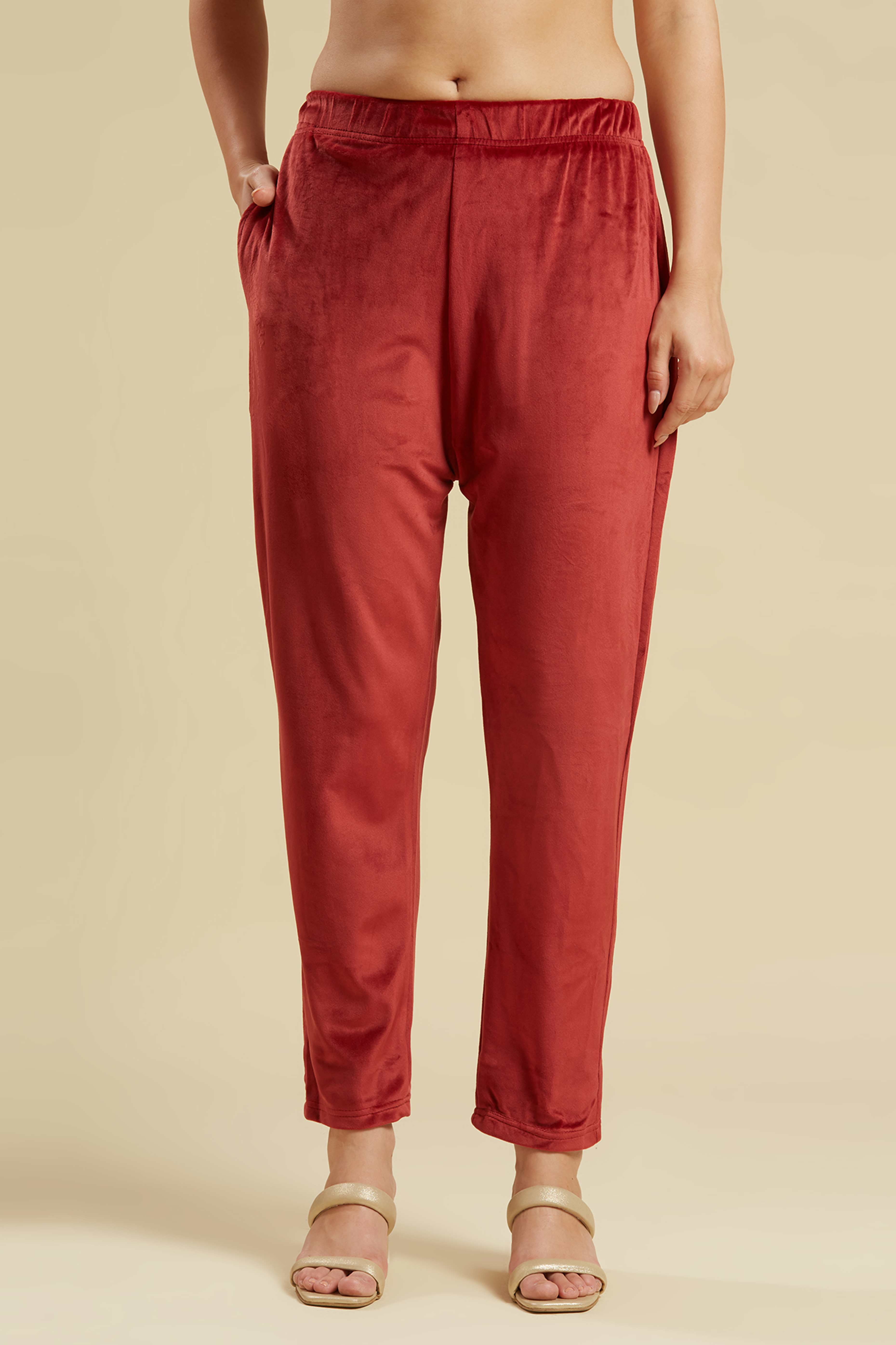 Wine Embroidered Velvet Straight Salwar Suit