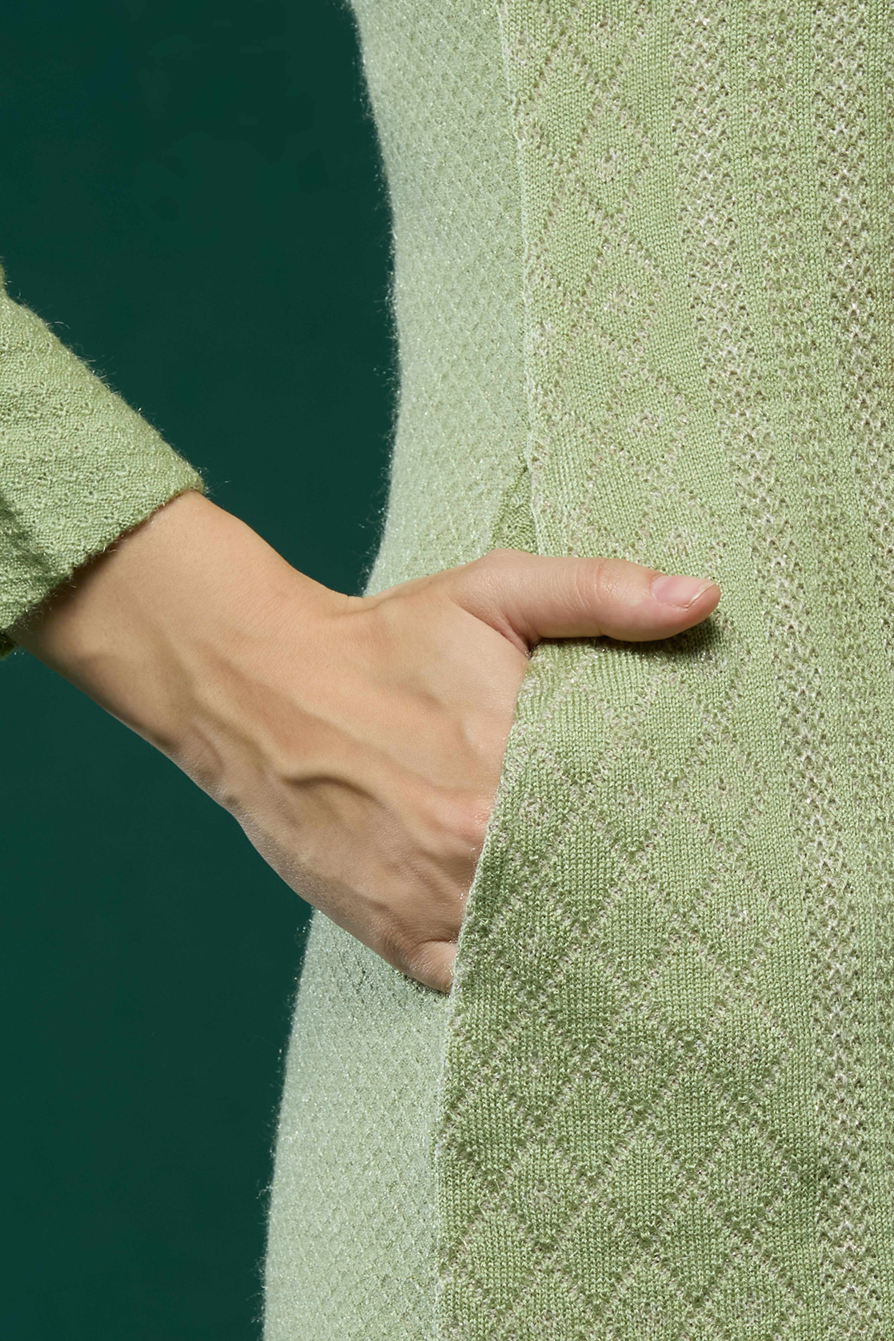 Green Woven Woolen Straight Salwar Suit