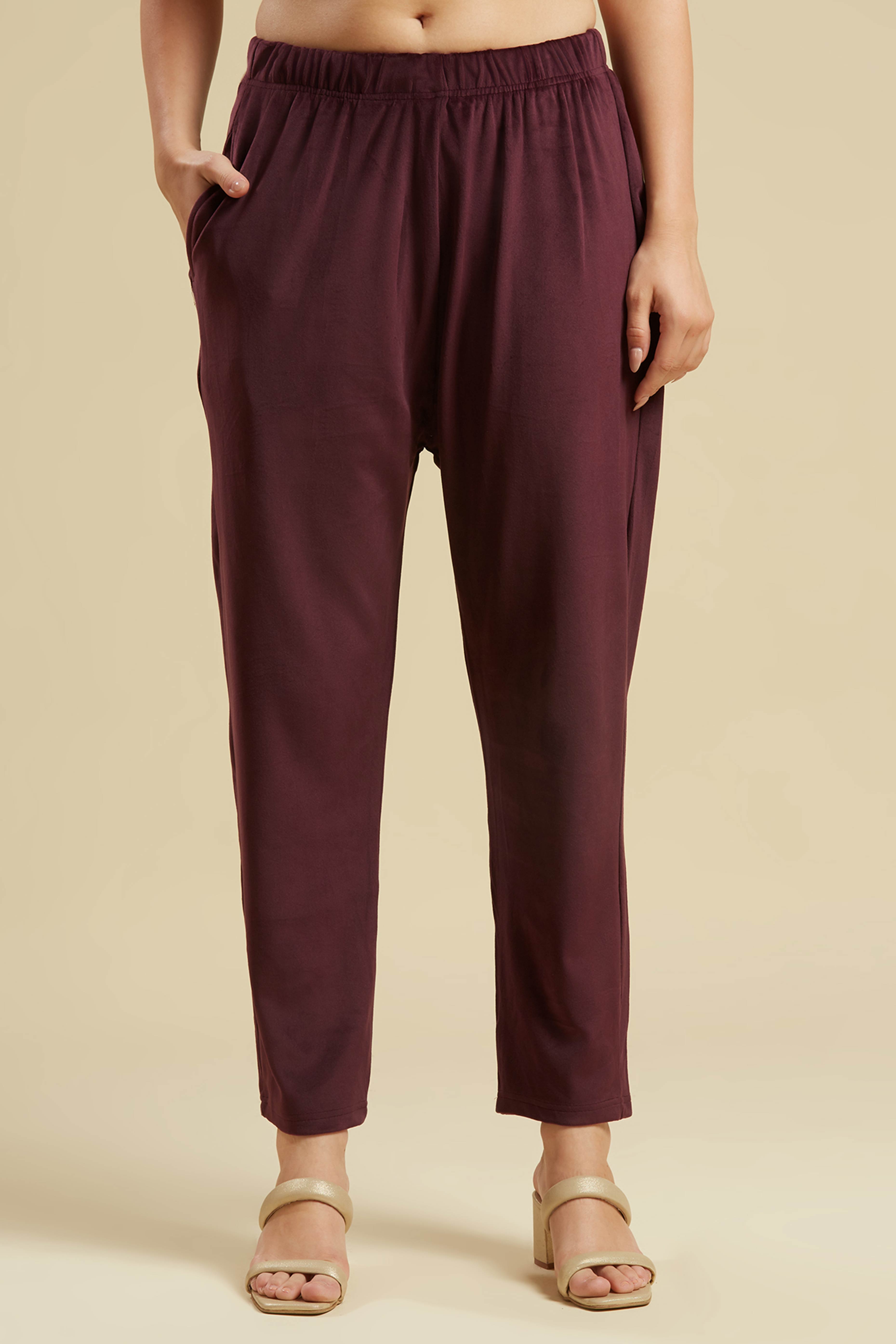 Wine Embroidered Velvet Straight Salwar Suit