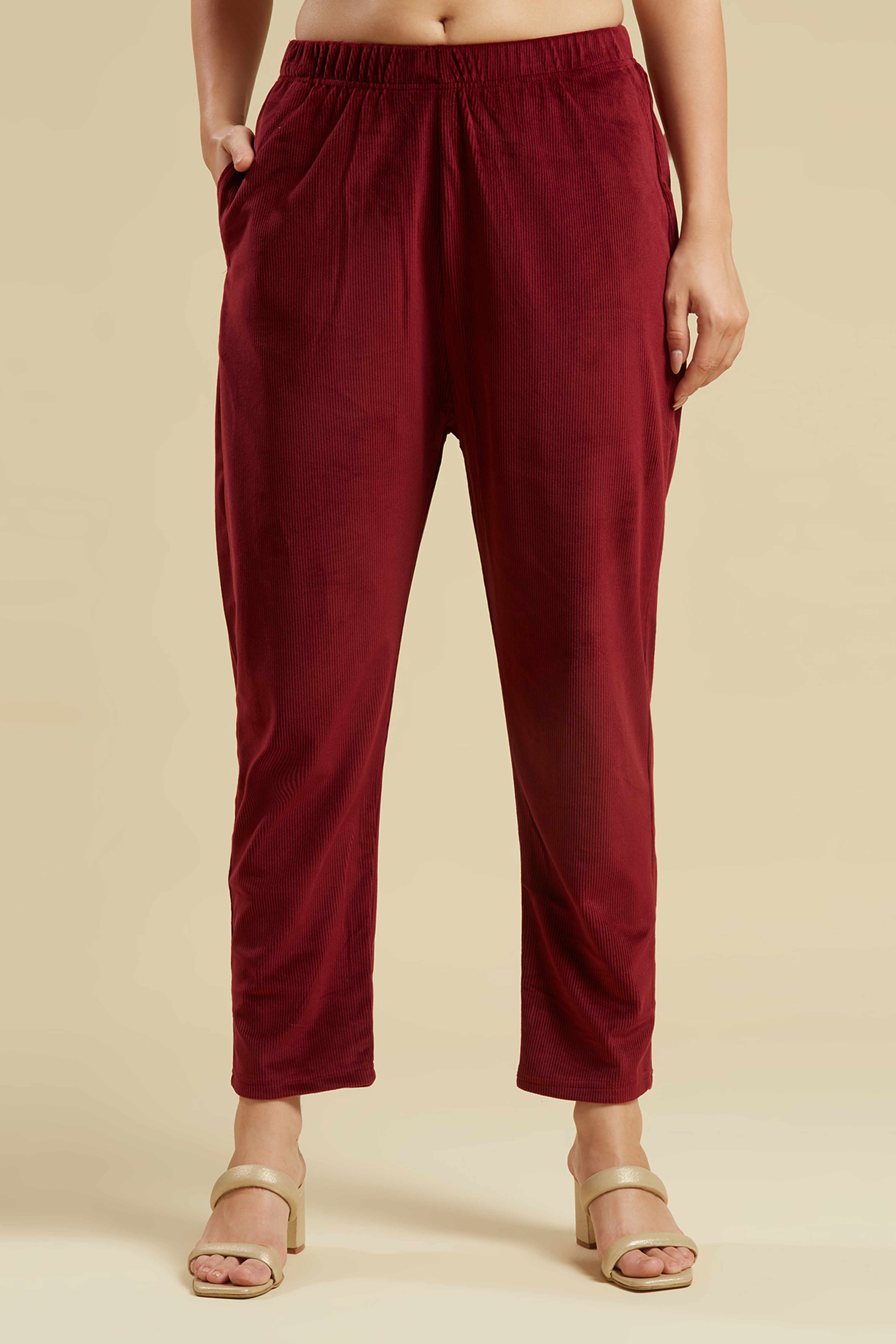 Maroon Embroidered Velvet Straight Salwar Suit