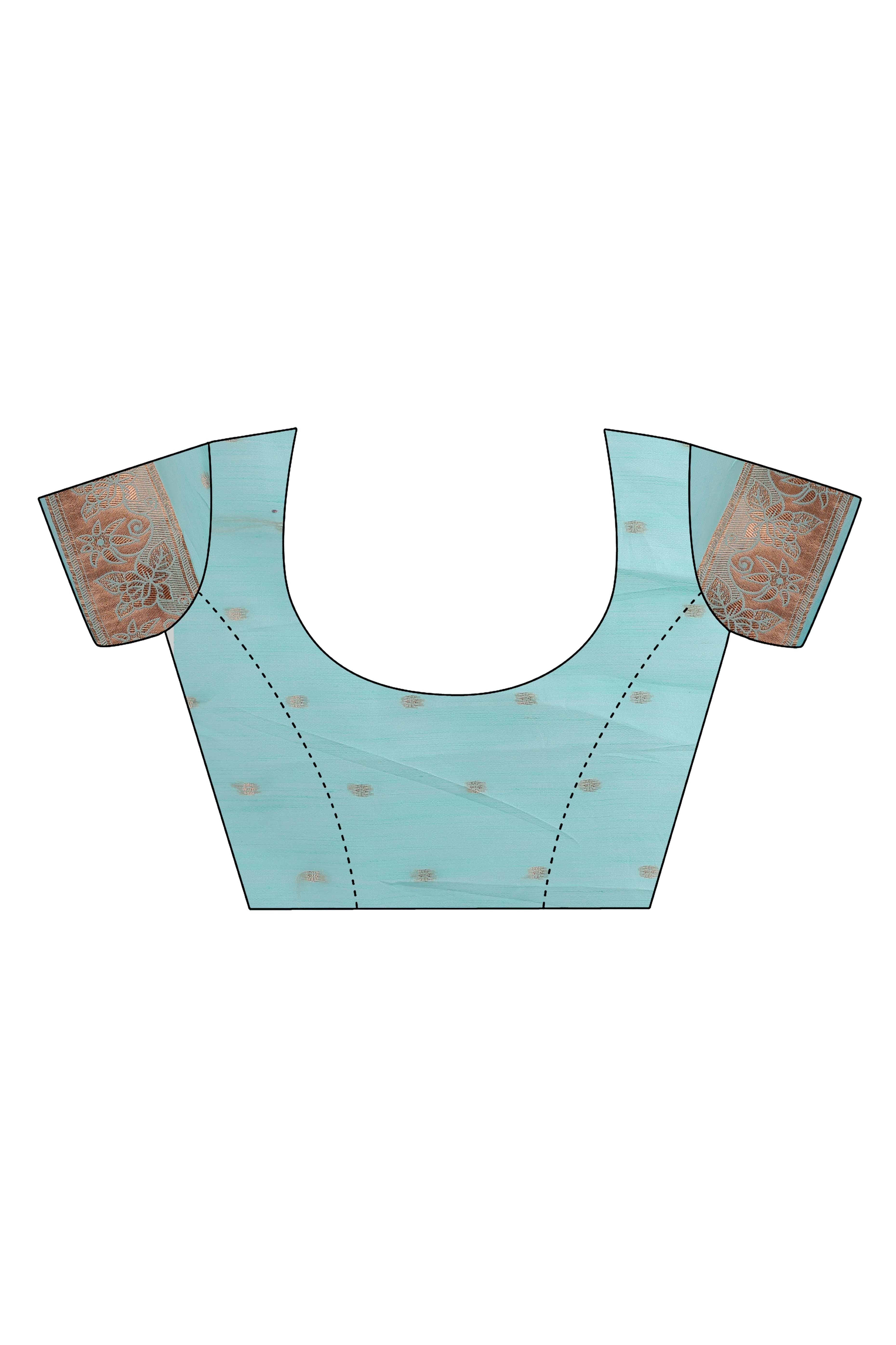 Sea Green Saree with Floral Zari Weaving on a Linen Cotton Base