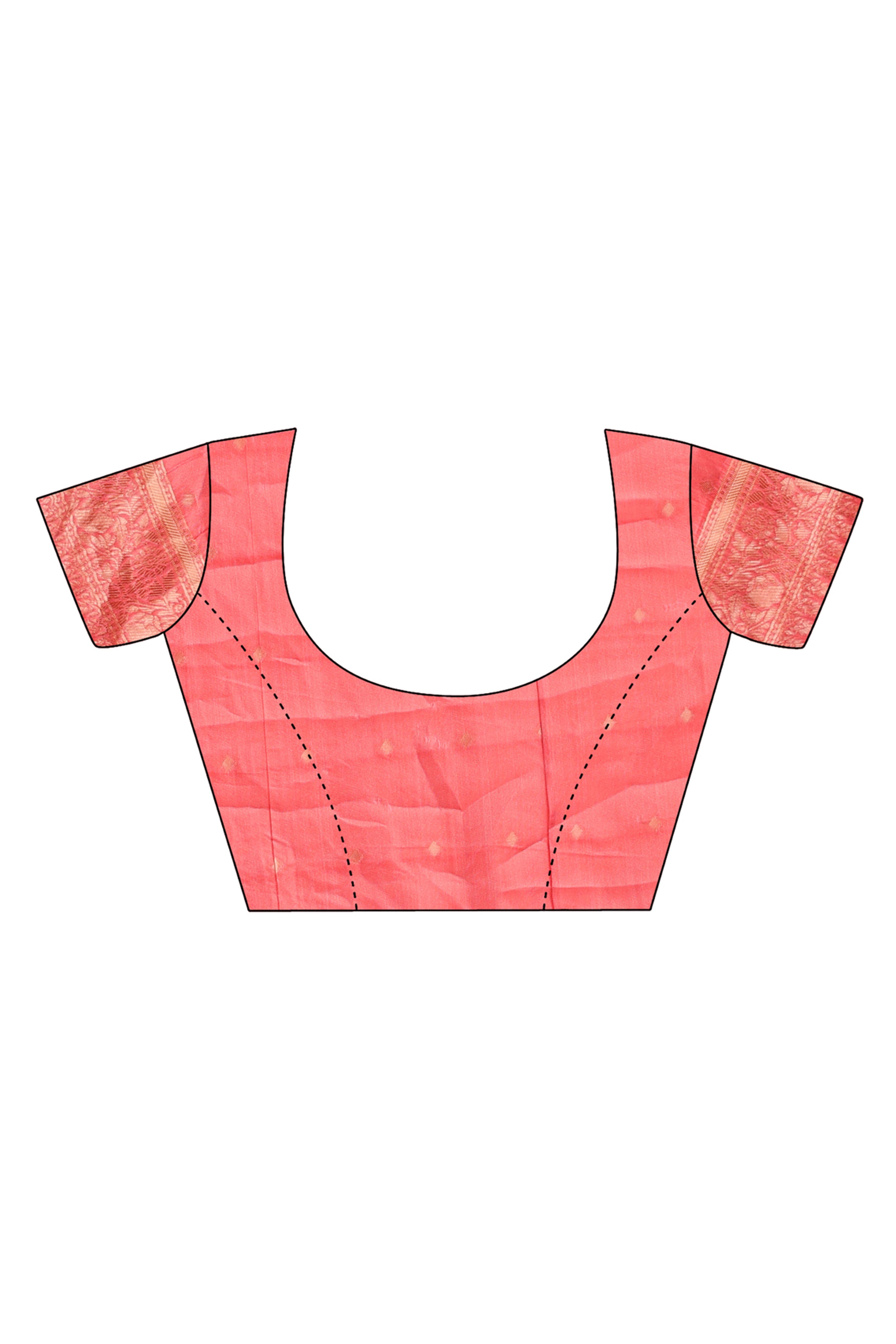 Vibrant Orange Floral Zari Weaving Cotton Blend Saree with Eye-Catching Tassels