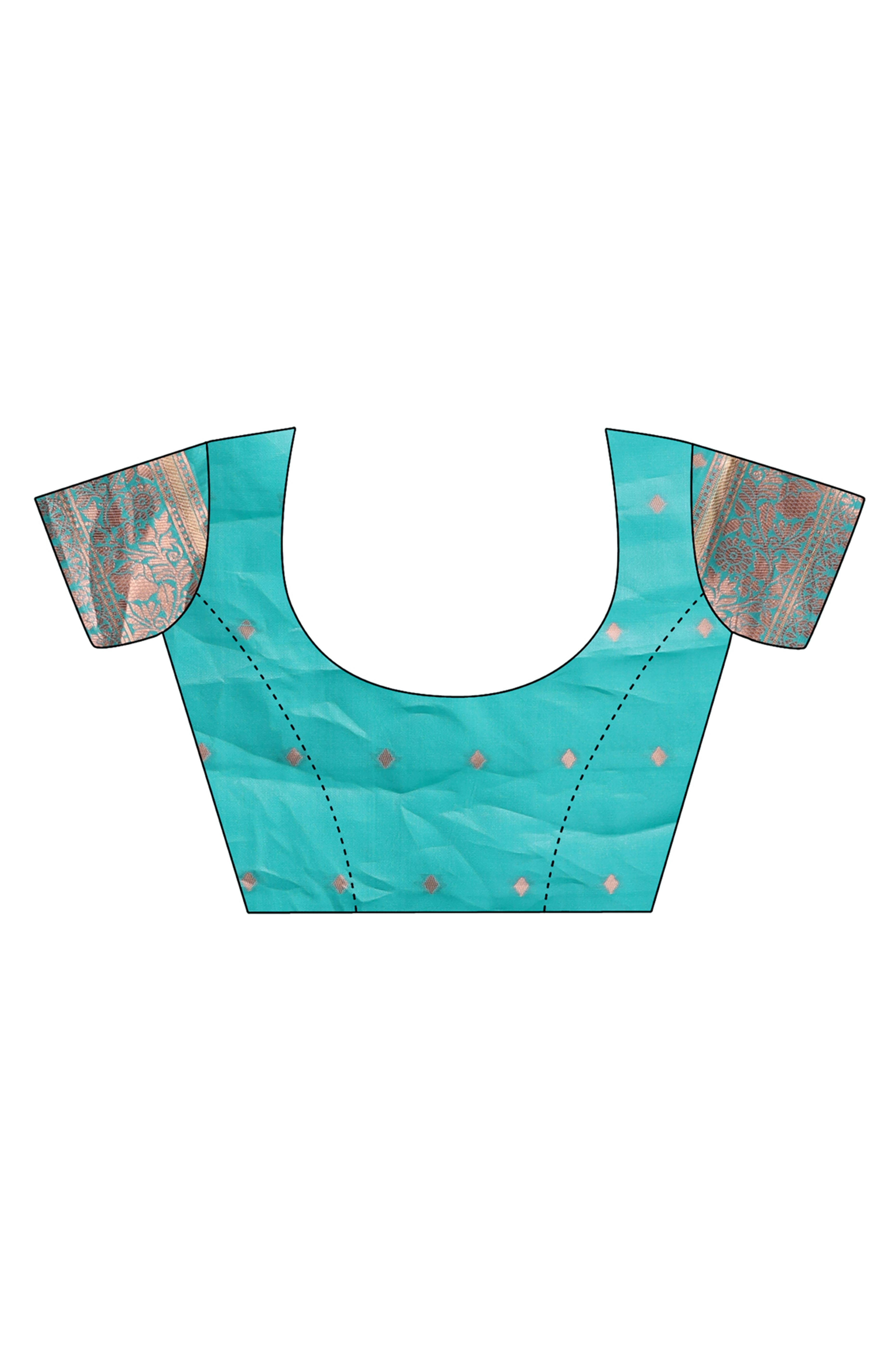 Harmonious Light Green Floral Zari Weaving Cotton Blend Saree with Graceful Tassels