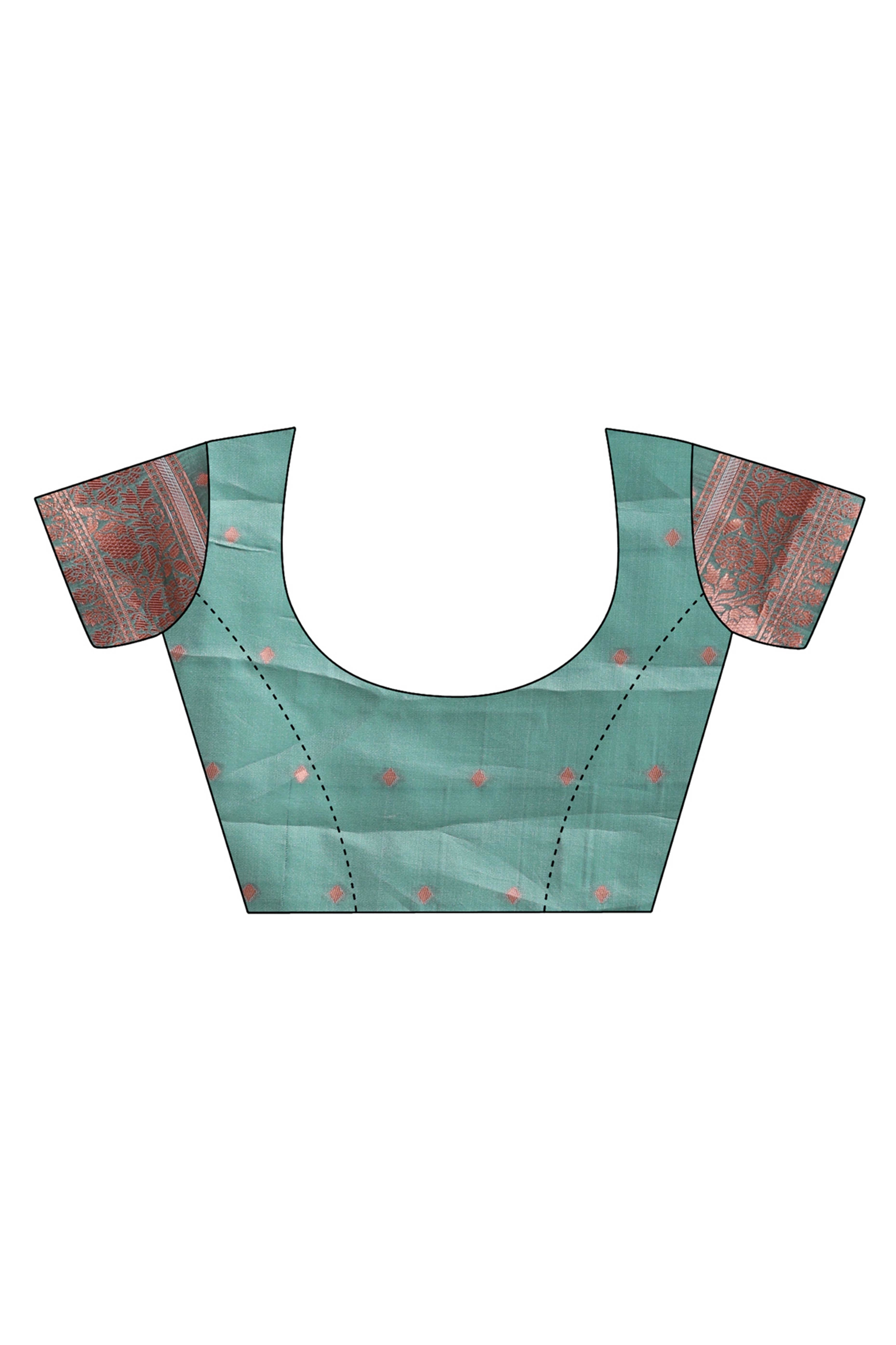 Serene Aqua Blue Floral Zari Weaving Cotton Blend Saree with Charming Tassel Ornaments