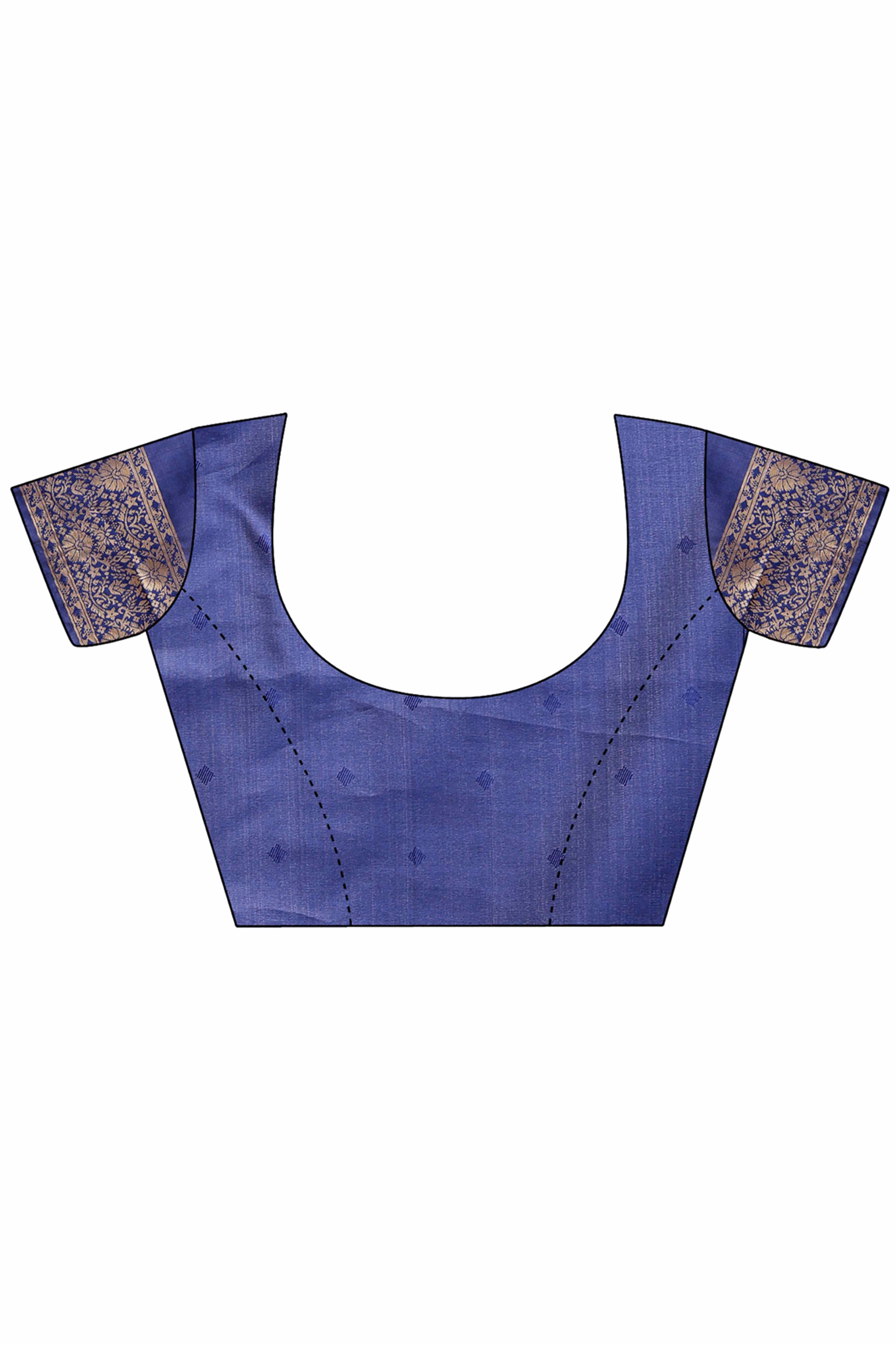 Cream Banarasi Silk Saree Featuring Navy Blue Floral Zari Weaving and a Rich Contrast Border