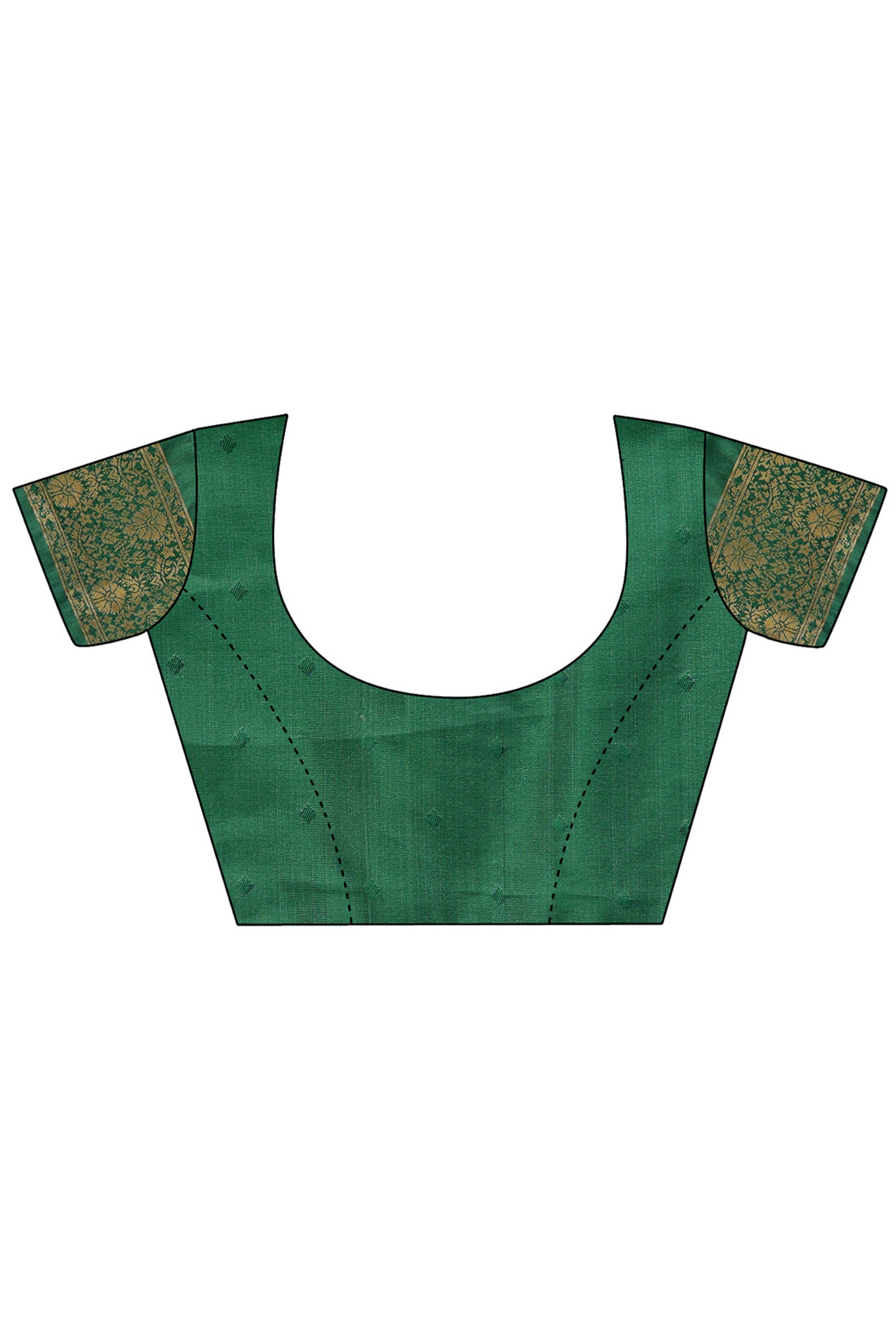 Cream Banarasi Silk Saree Featuring Green Floral Zari Weaving and a Rich Contrast Border