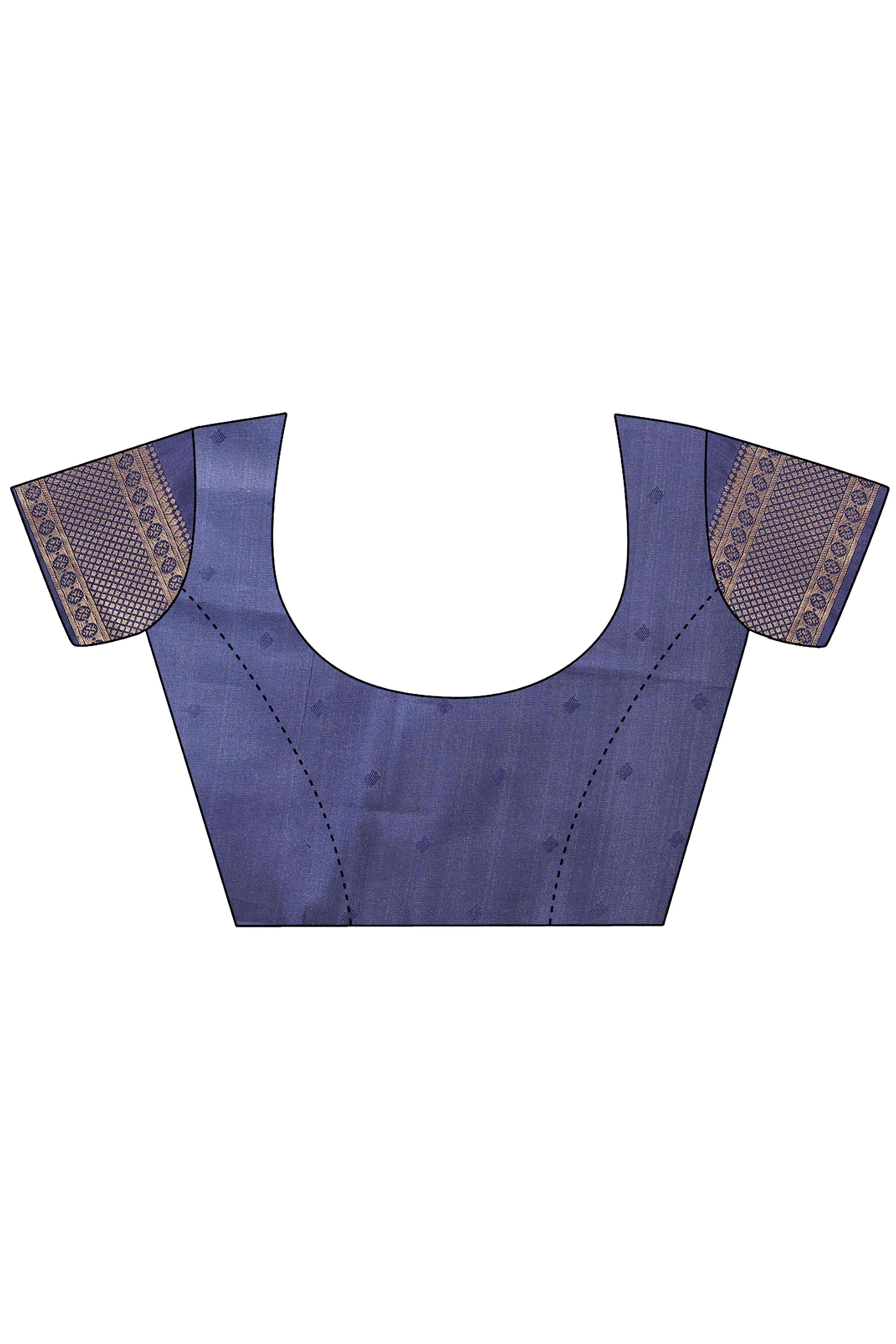 Cream Banarasi Silk Saree Featuring Lustrous Navy Blue Floral Zari Weaving and a Rich Contrast Border