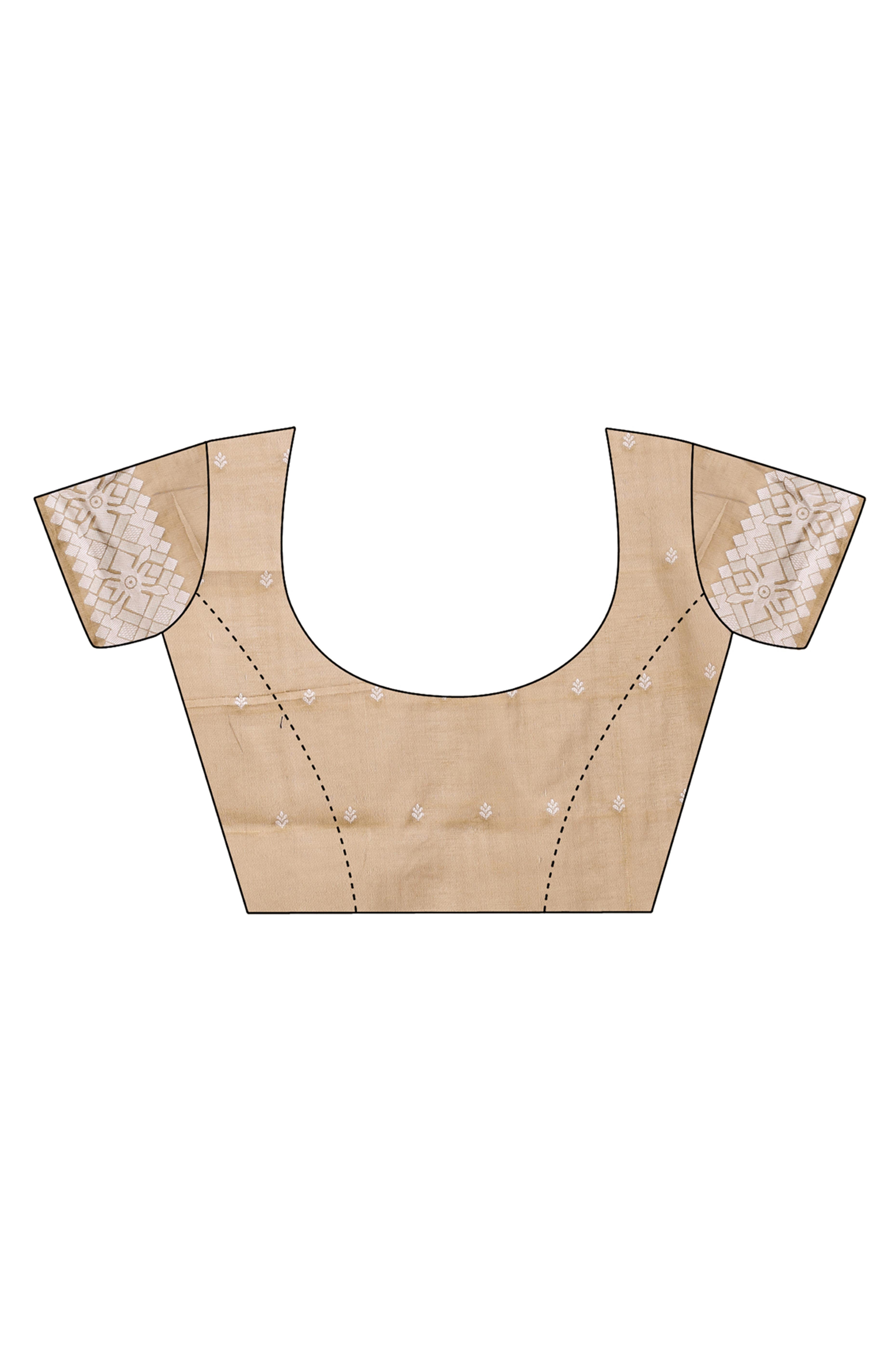 Brown Linen Cotton Saree Adorned With Zari Weaving & Tassel pallu