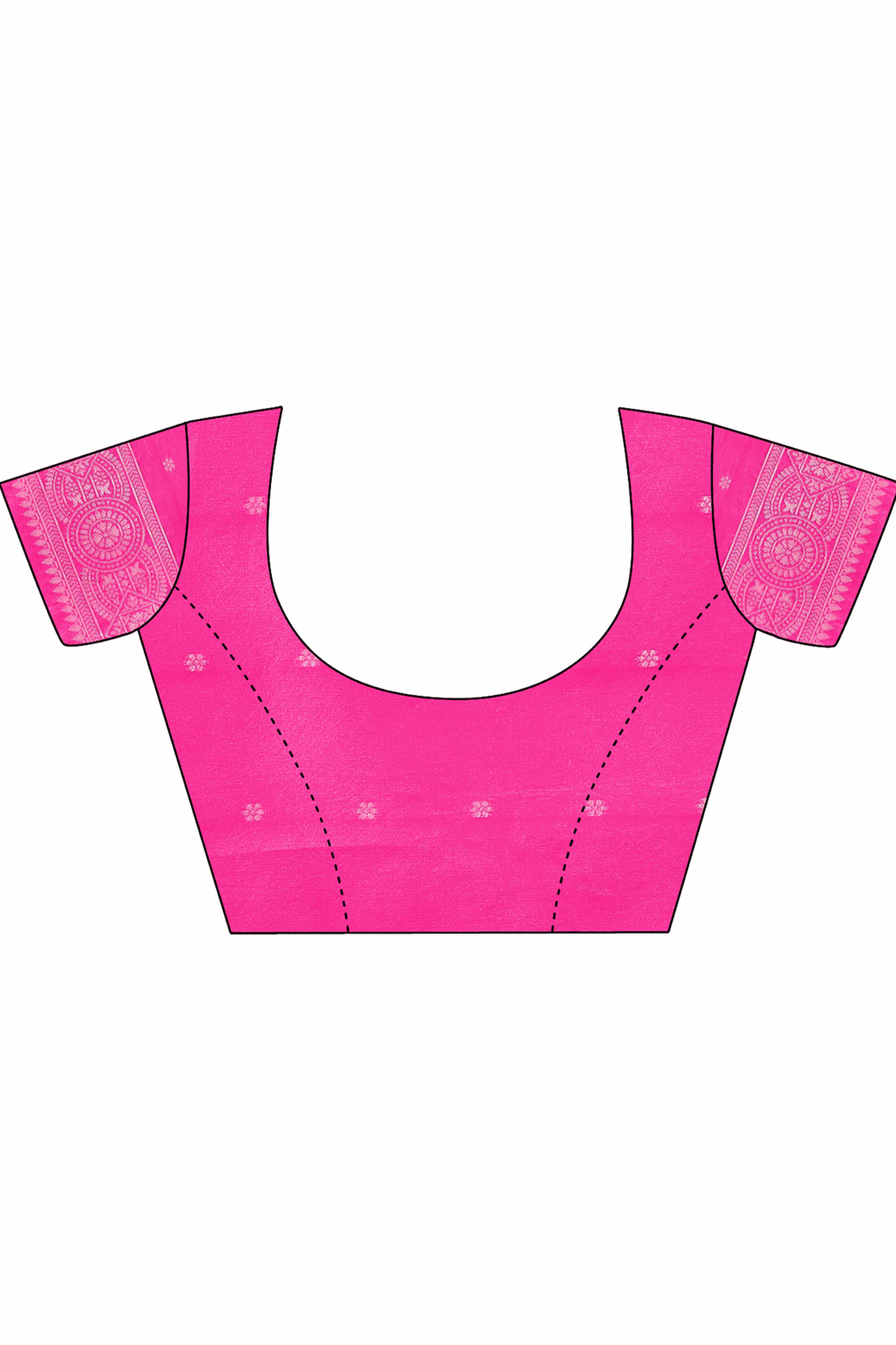 Rani Pink Banarasi Silk Saree With Intricate Floral Weave & Elegant Tassel Accents