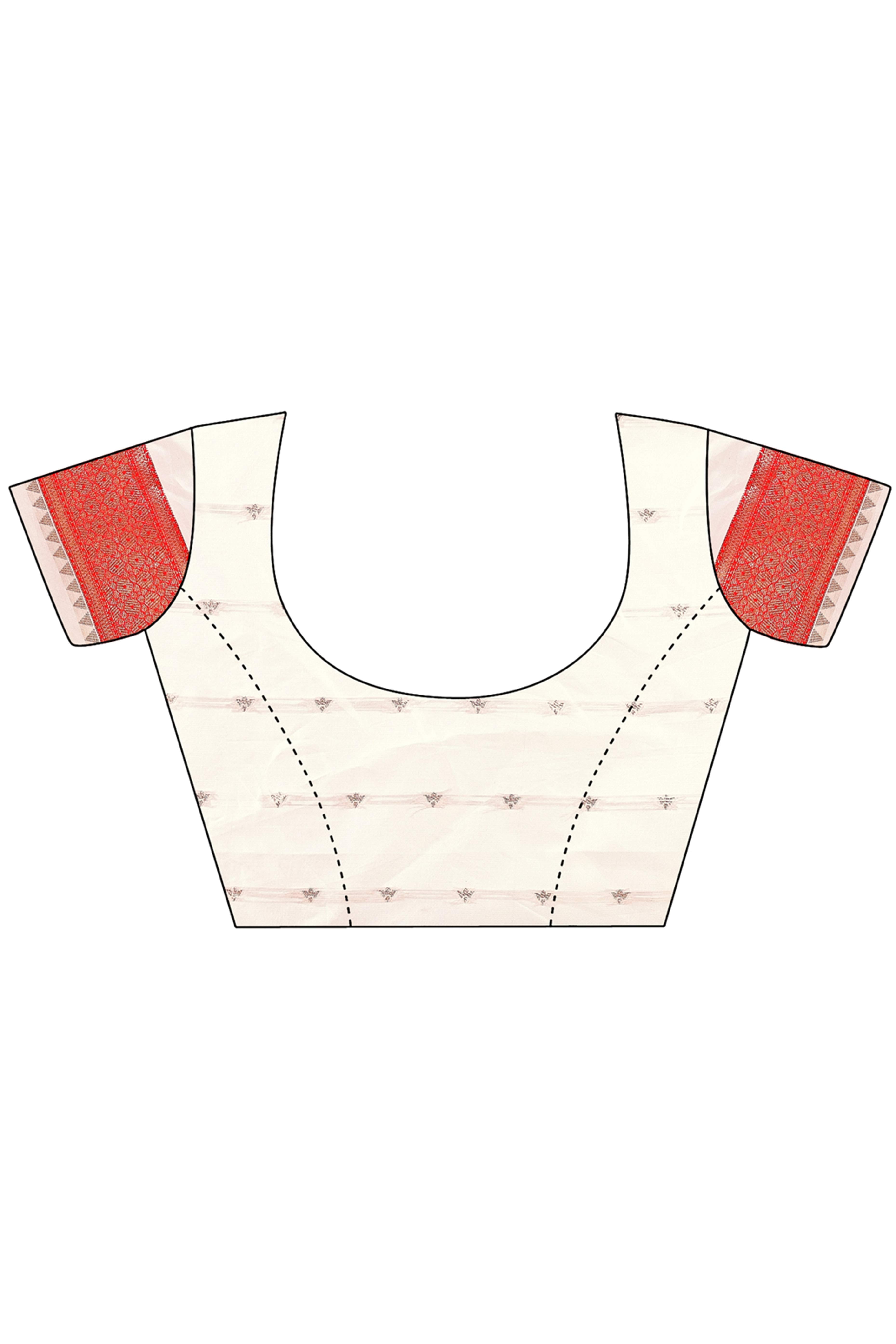 White Banarasi Silk Saree With Intricate Floral Weave & Elegant Tassel Accents