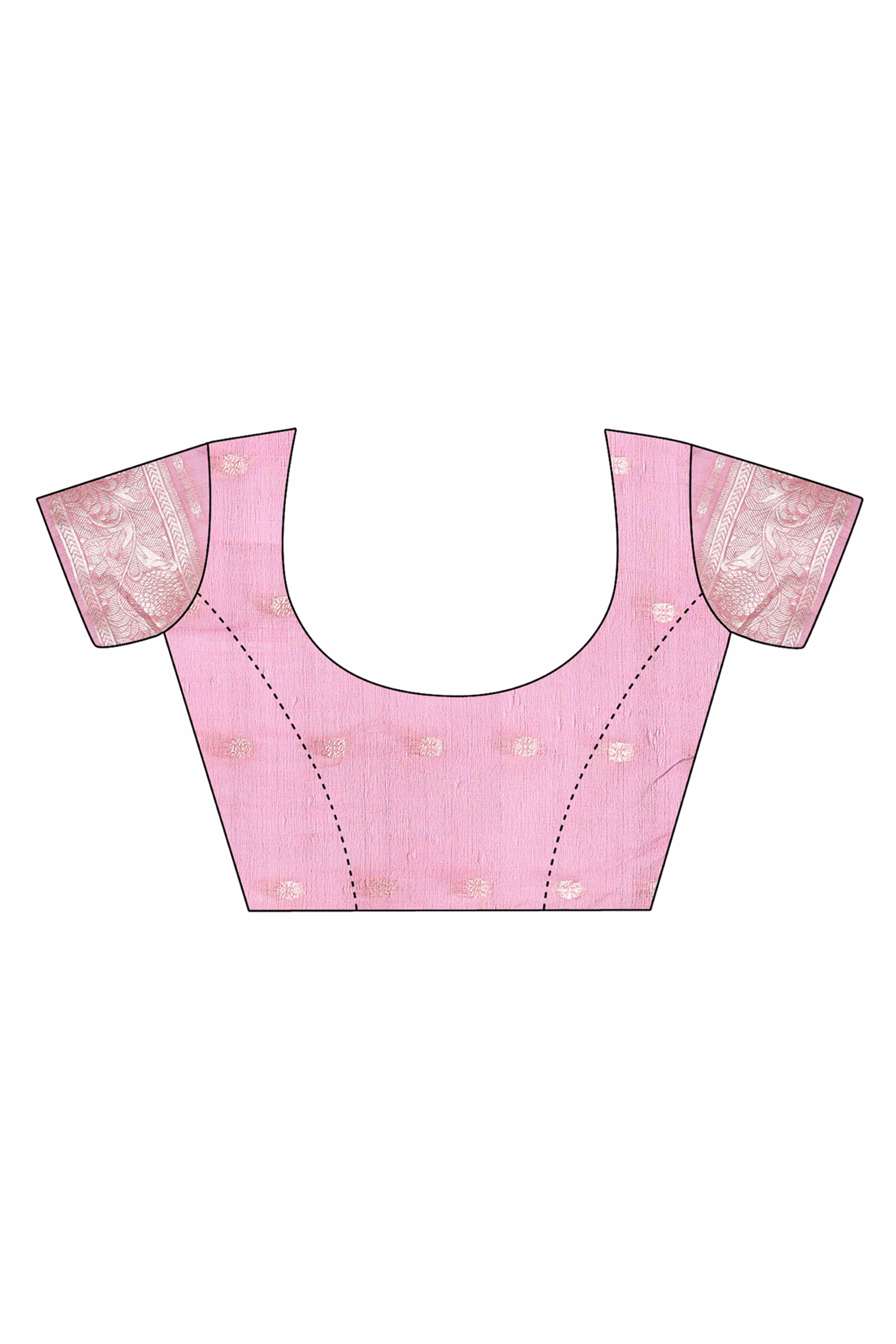 Purple Lichi Cotton Blend Saree With Zari Floral Weaving & Tassel Detailing