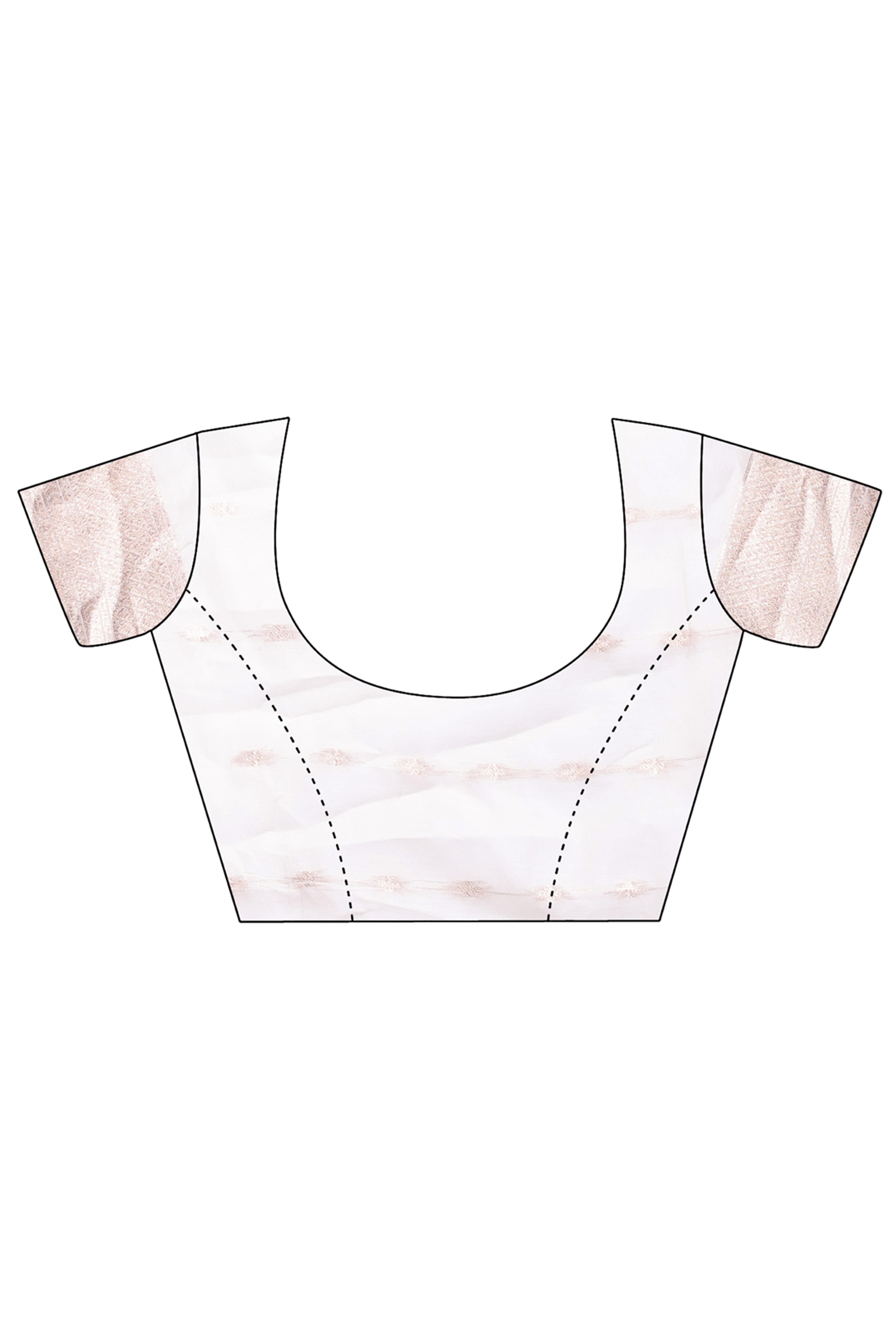 White and Light Green Cotton Silk Saree with Leaf Motifs and Zari Border Tassels