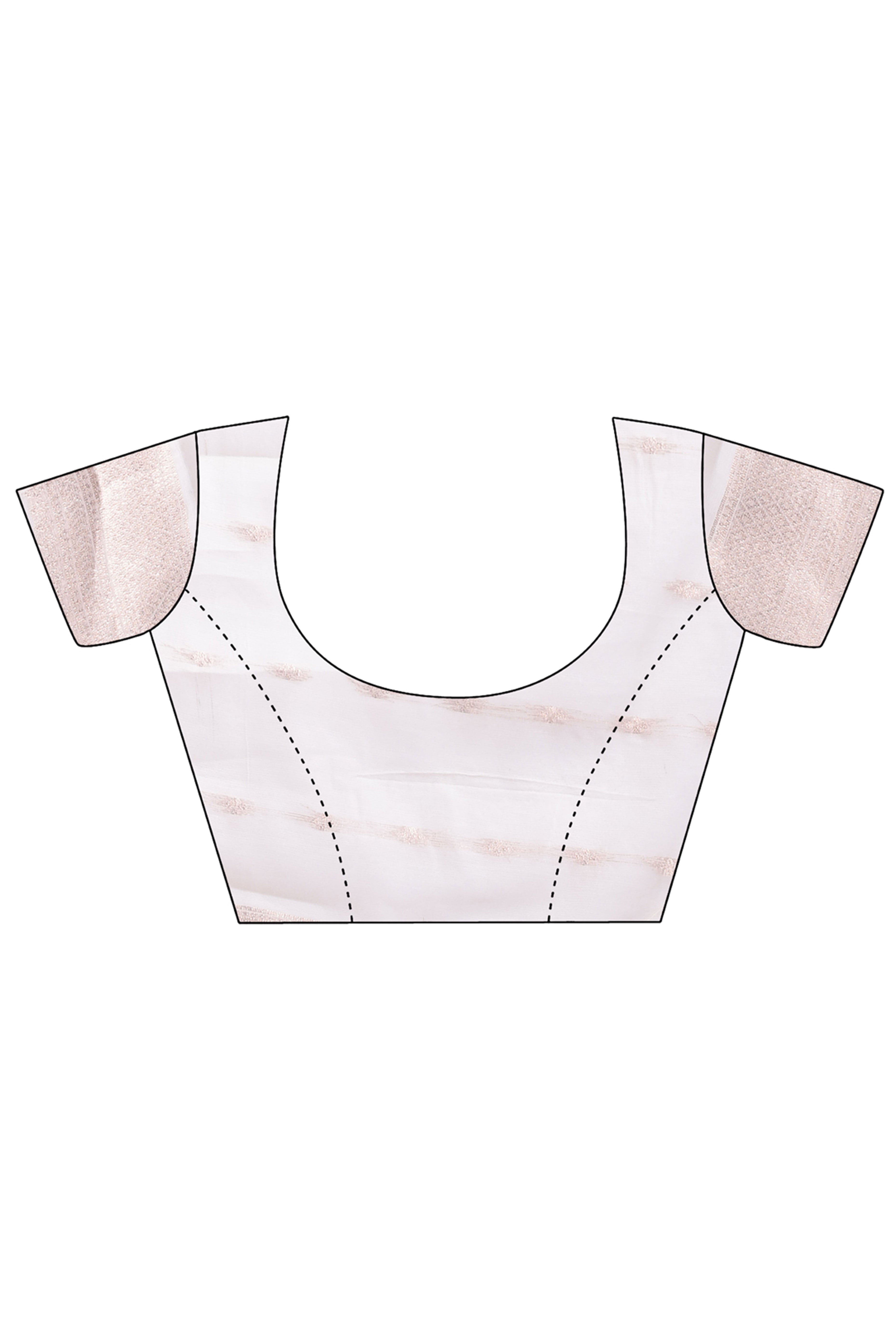 White and Orange Cotton Silk Saree with Leaf Motifs and Zari Border Tassel Style