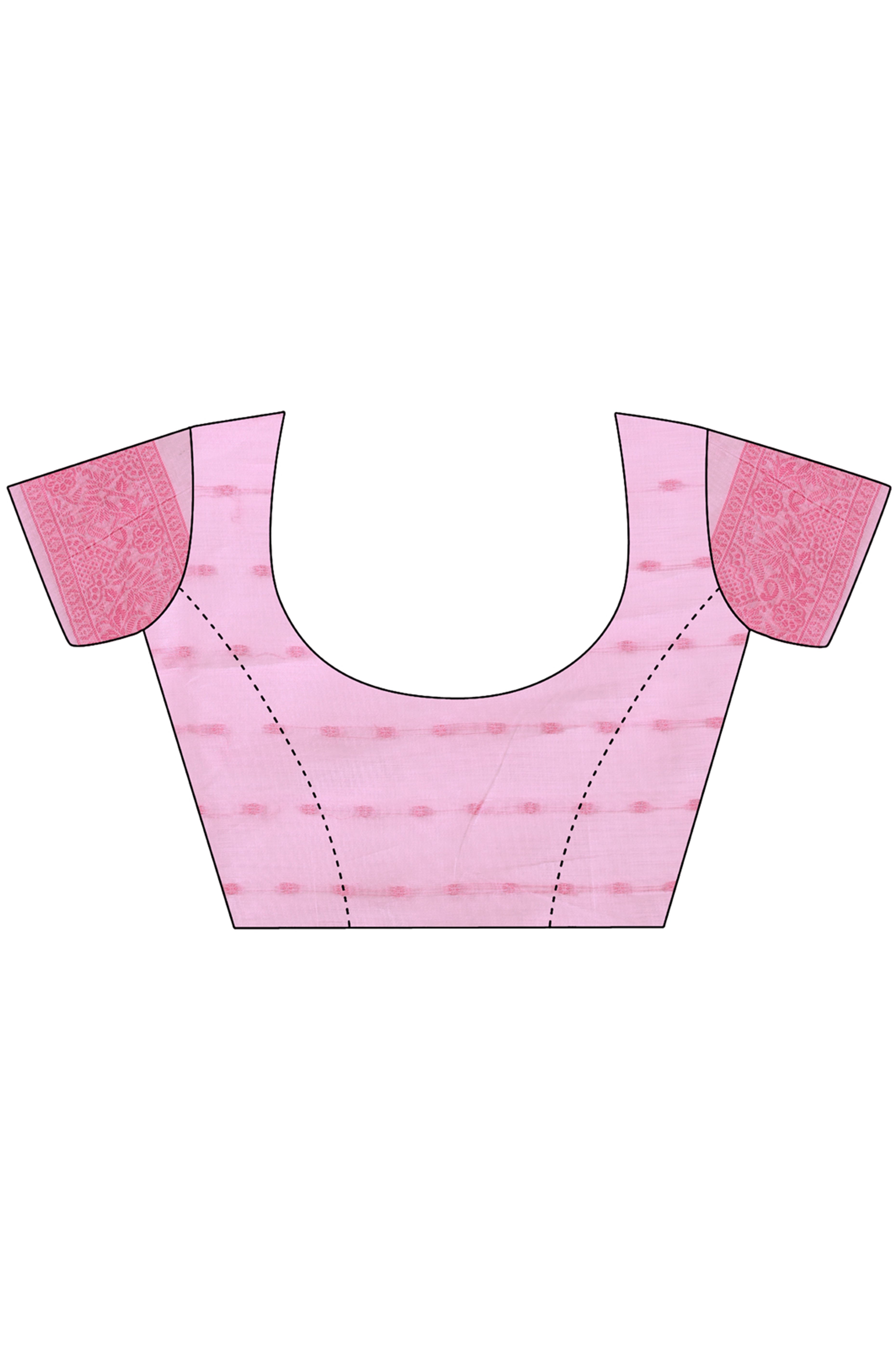 Pink Floral Zari Woven Cotton Blend Saree With Delicate Tassel Detailing