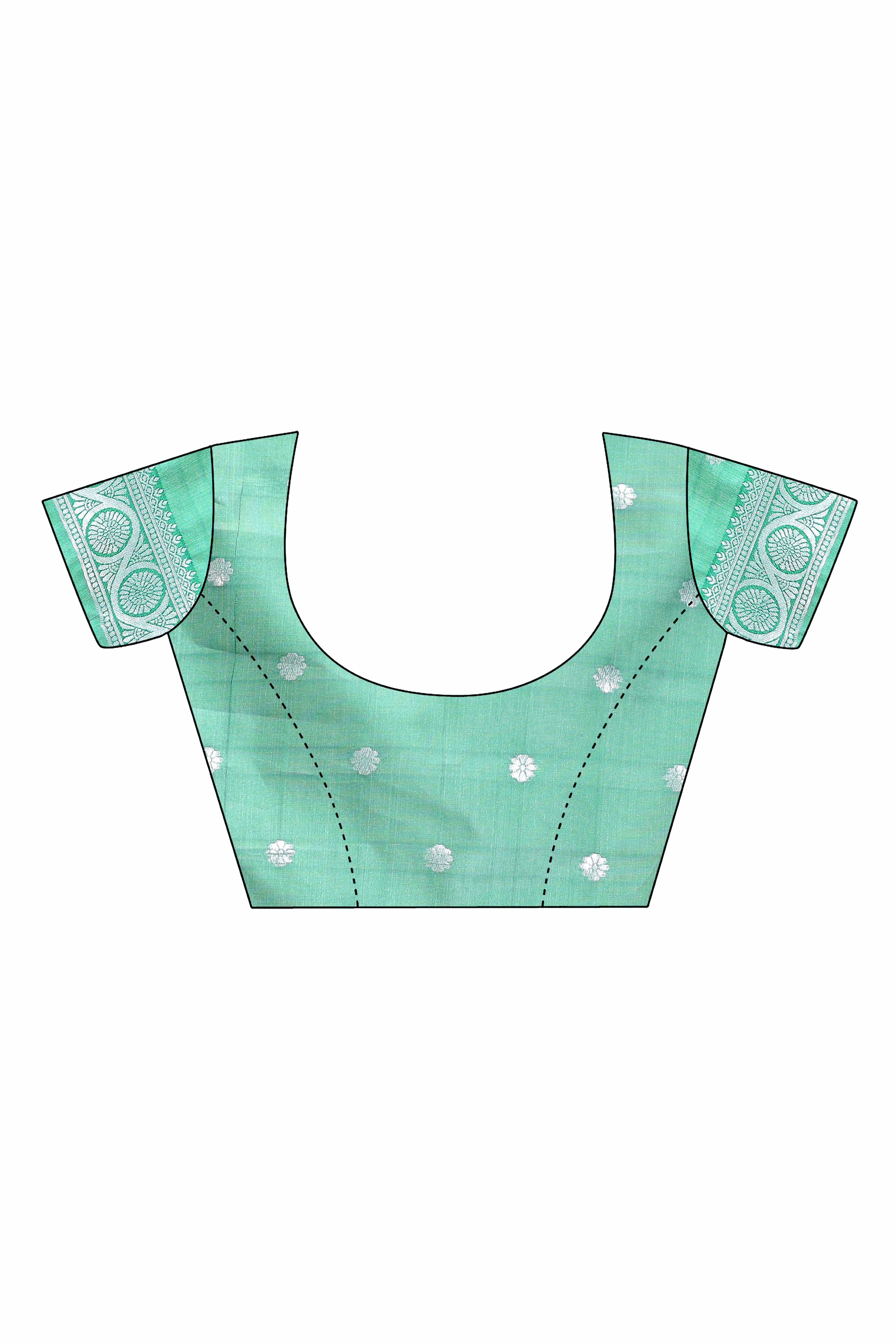 Light Green Floral Zari Weaving Lichi Cotton Silk Saree With Tassel Border