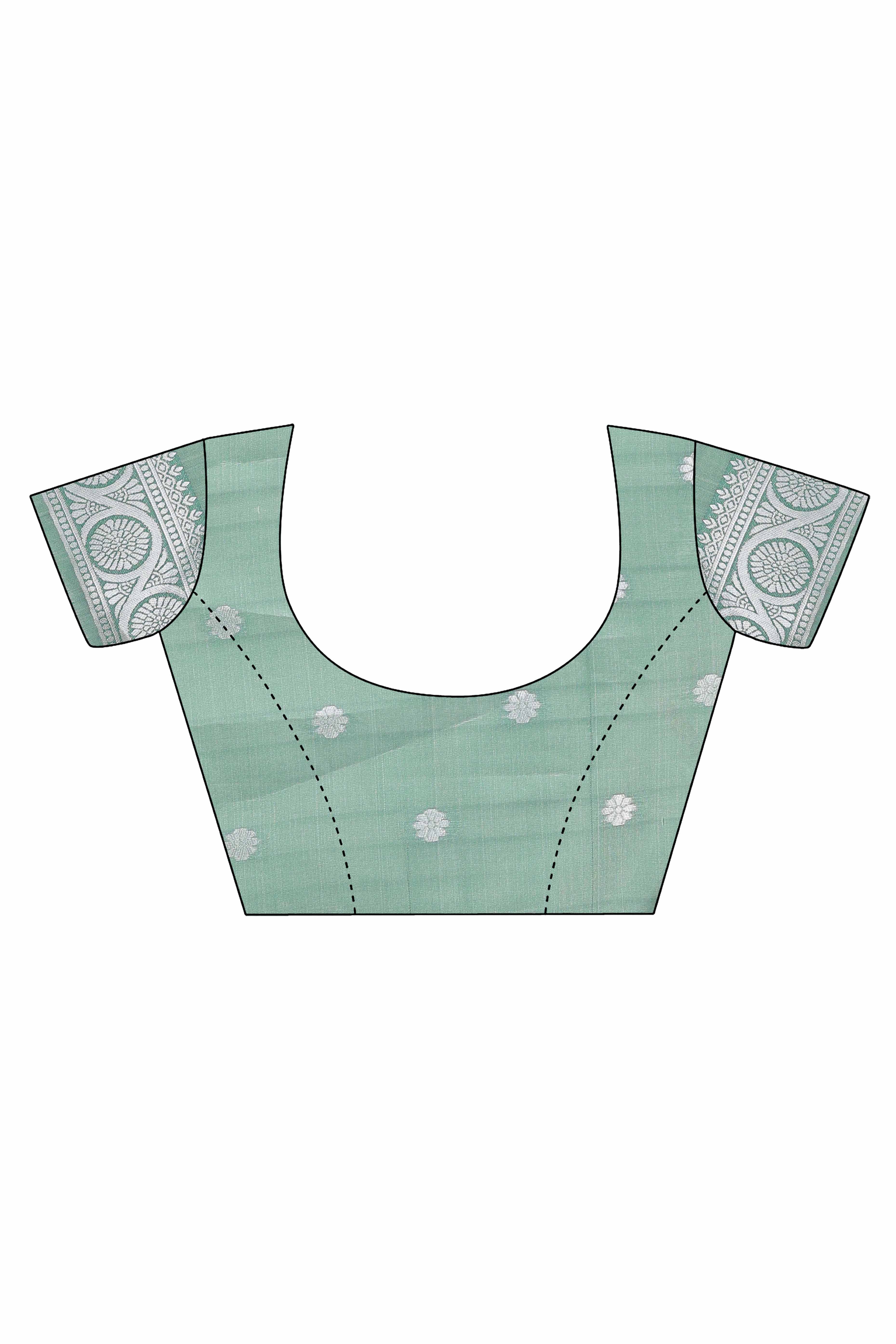 Cream Floral Zari Weaving Lichi Cotton Silk Saree With Tassel Border