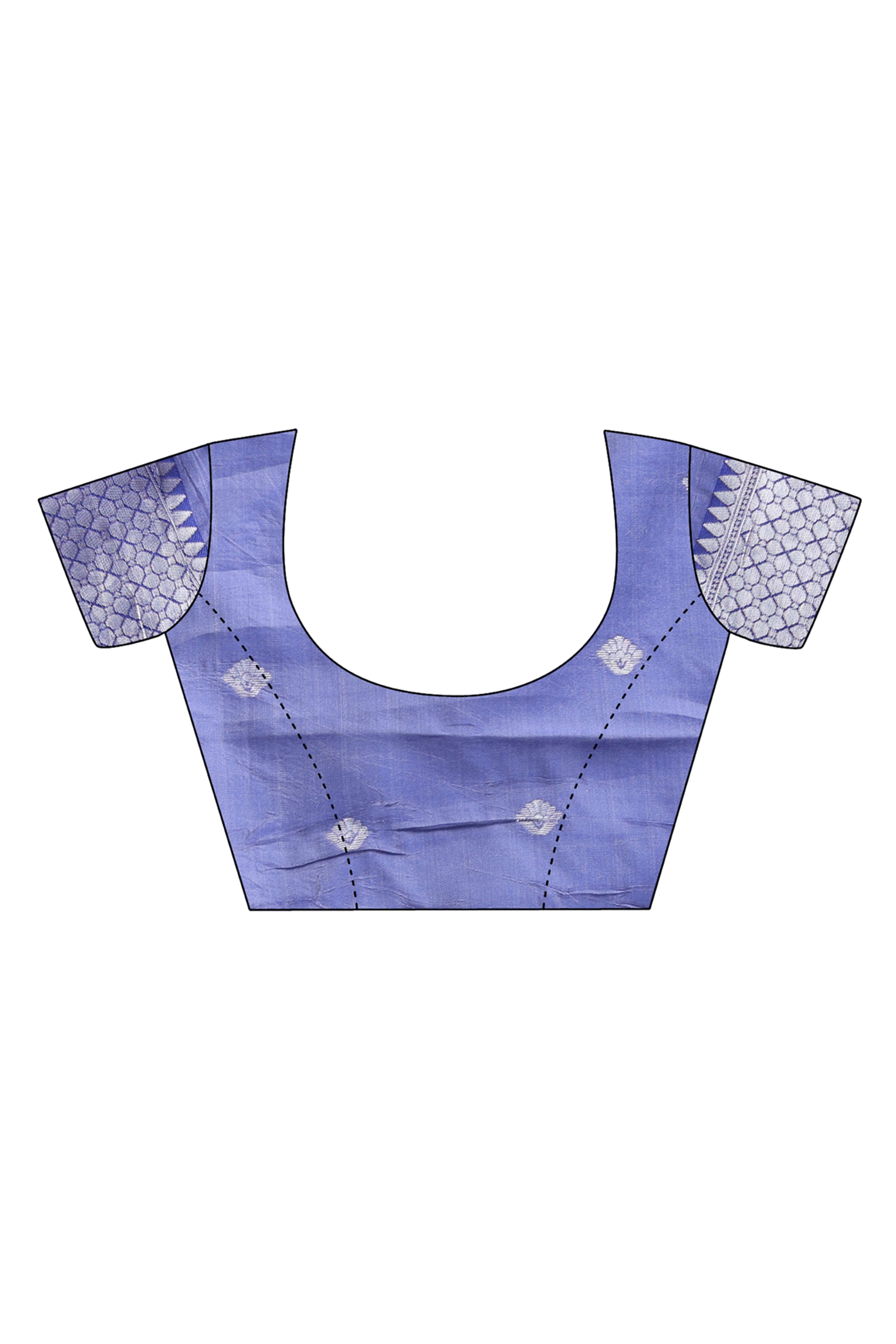 Serene Sky Blue Zari Weaving Silk Blend Saree of Pure Charm