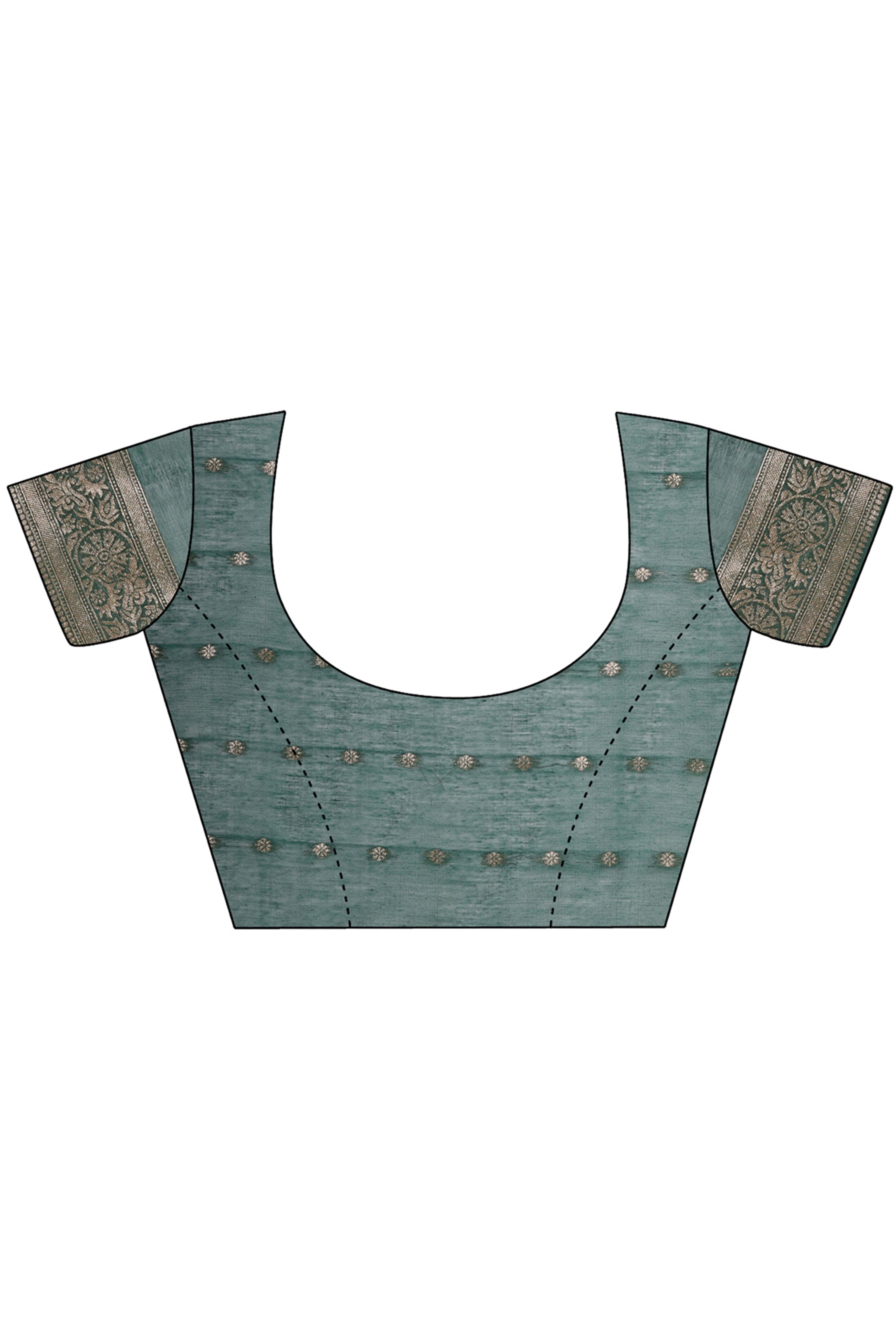 Green Floral Zari Woven Cotton Blend Saree With Soft Tassel Edging