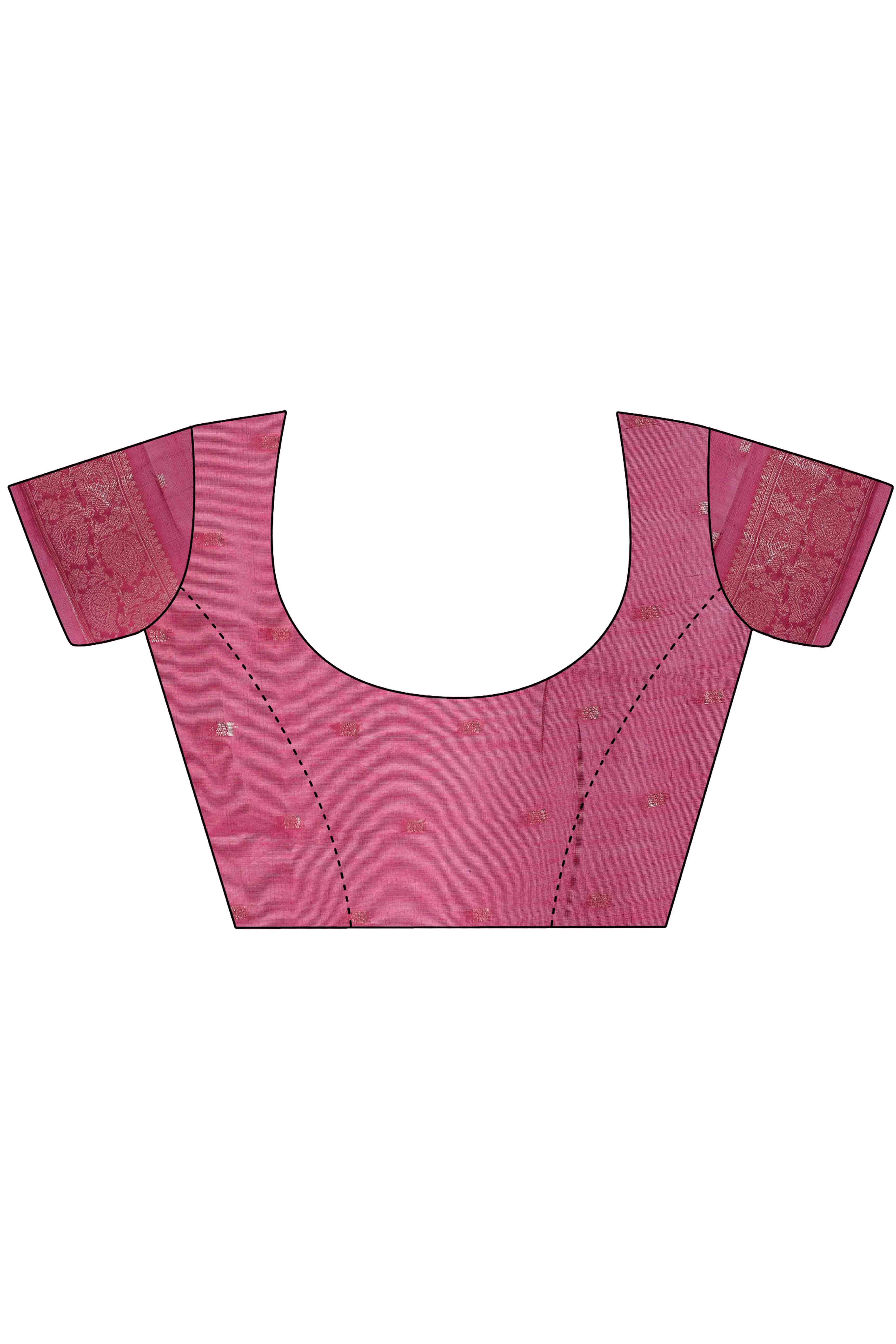 Pink Floral Zari Woven Saree in a Lustrous Cotton Silk Blend