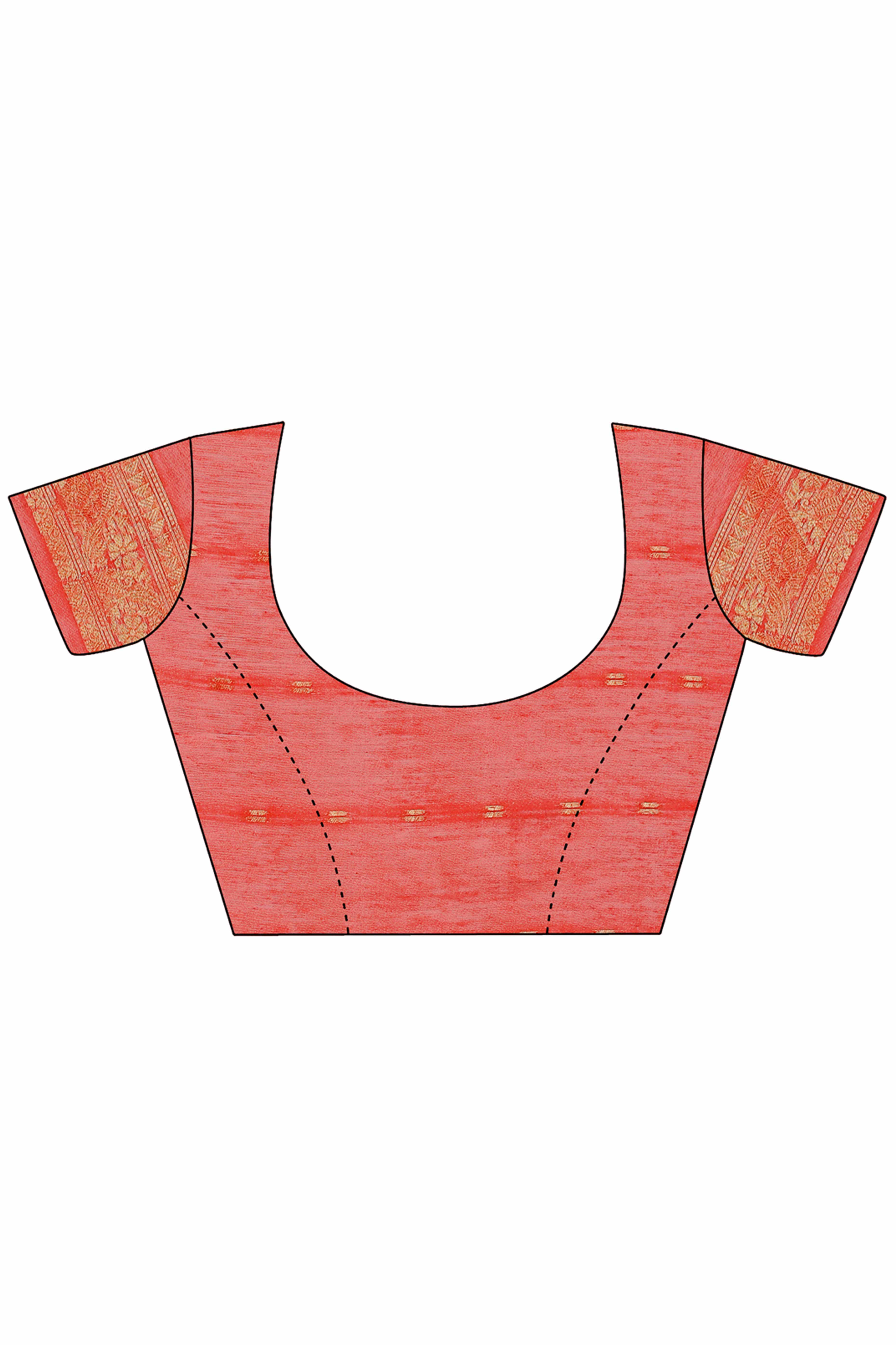 Orange Zari Work Cotton Silk Saree Finished with Luxe Tassels