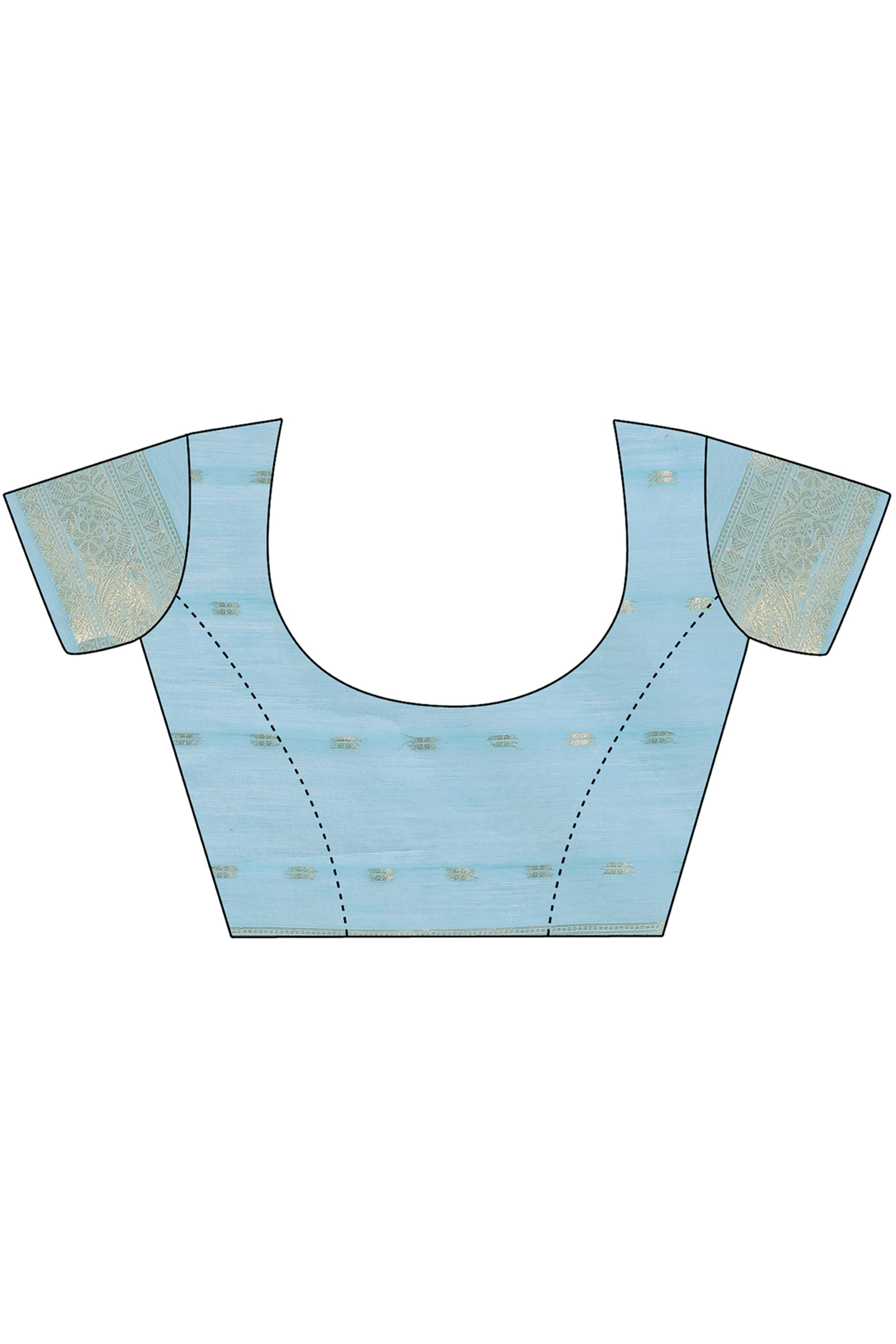 Sky Blue Zari Work Cotton Silk Saree Finished with Luxe Tassels