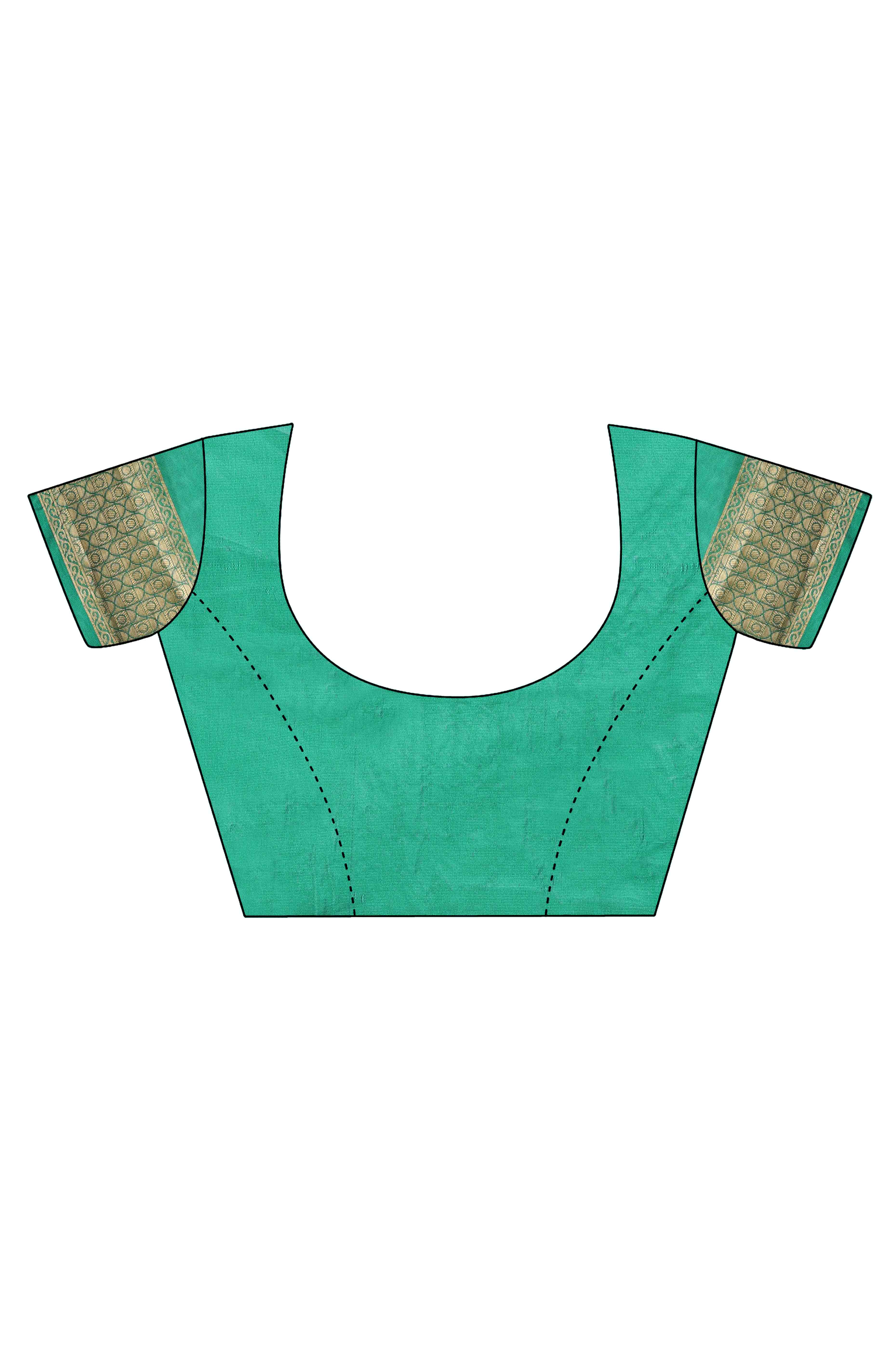 Green Lichi Banarasi Silk Saree With Floral Zari Work & Tassel Border