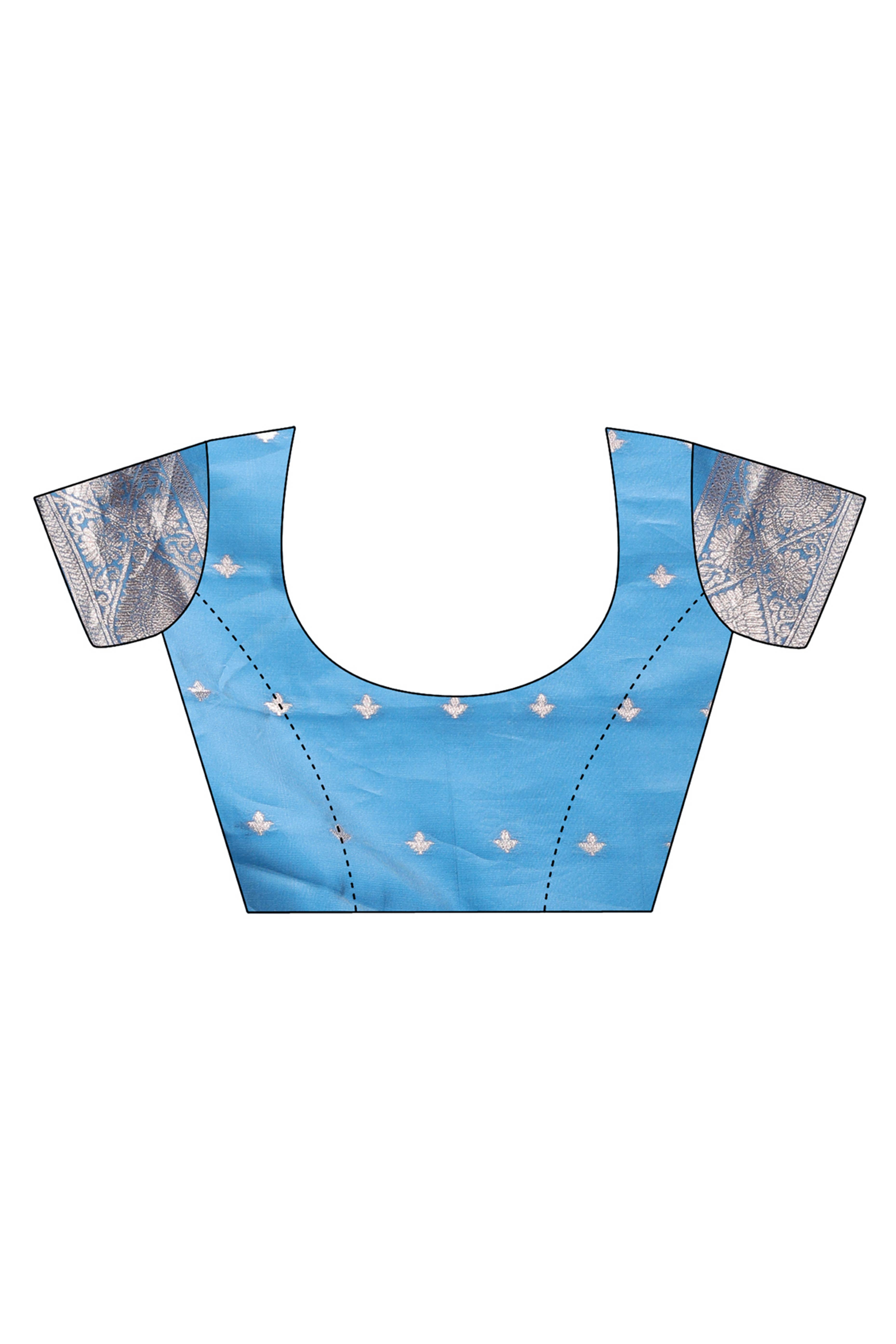 Tranquil Sky Blue Traditional Ikkat Style Zari Weaving Cotton Blend Saree with Charming Tassel Details