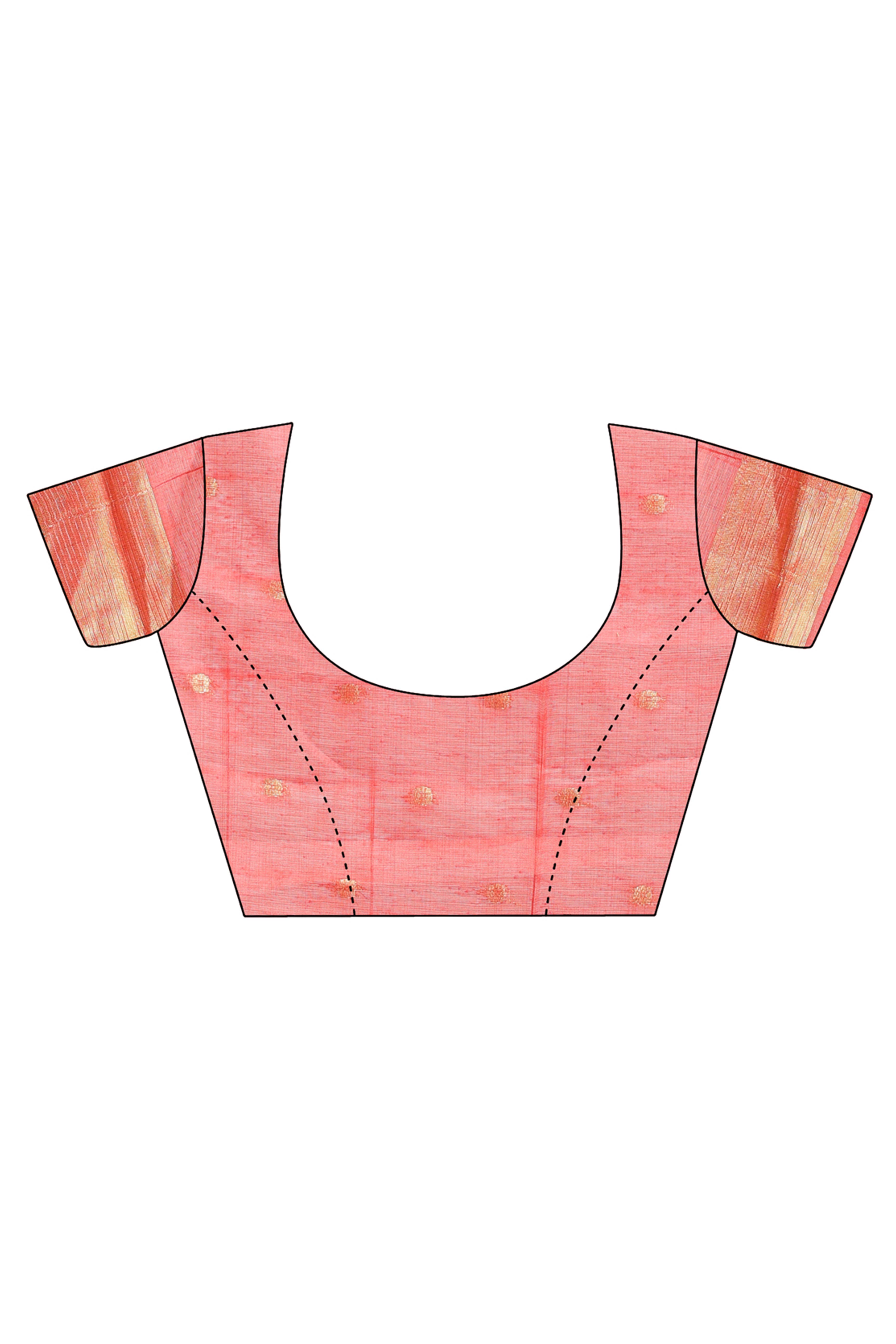 Exquisite Peach Traditional Ikkat Style Zari Weaving Cotton Blend Saree with Delicate Tassels