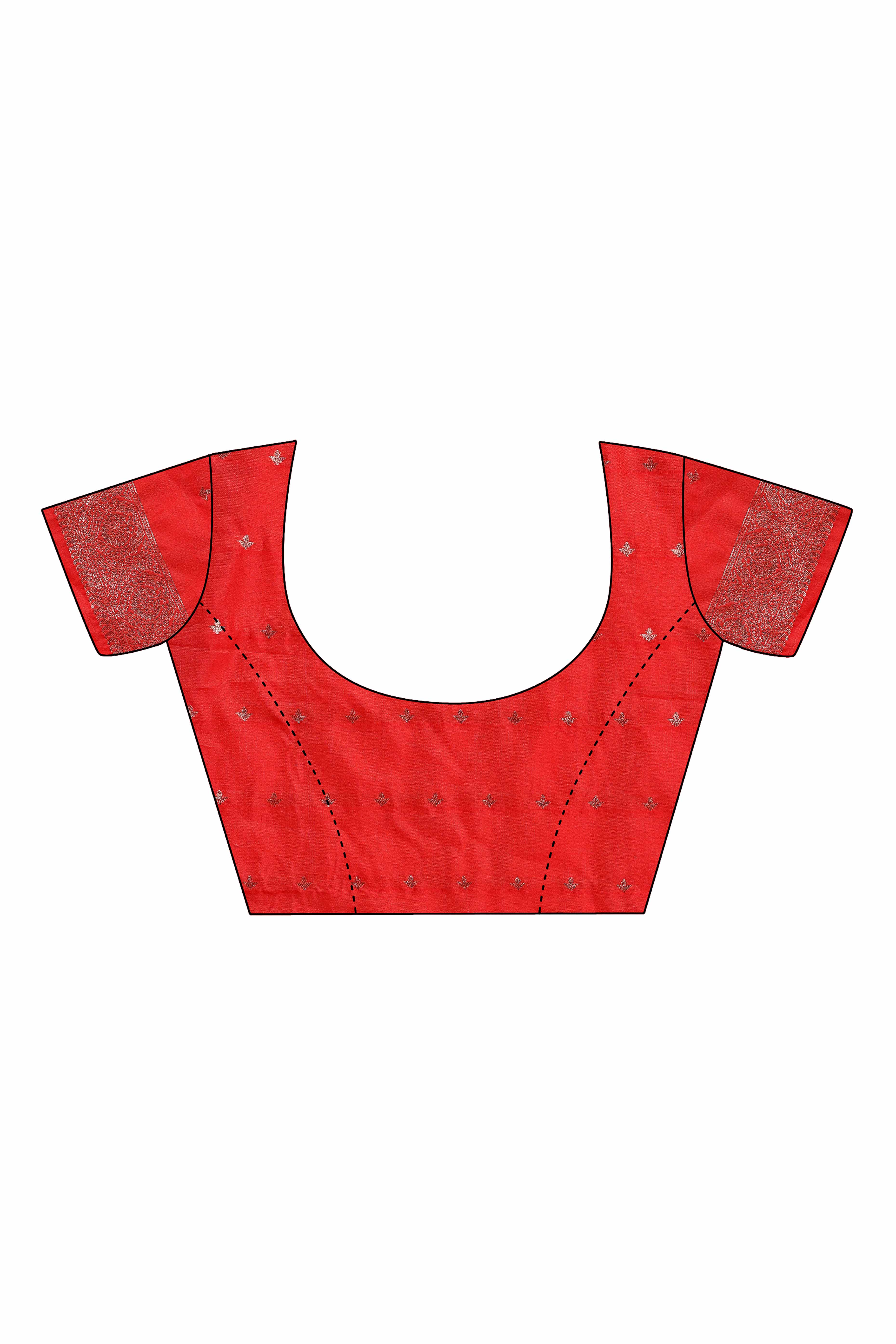 Red Linen Cotton Saree Featuring Graceful Floral Patterns in Zari Weave