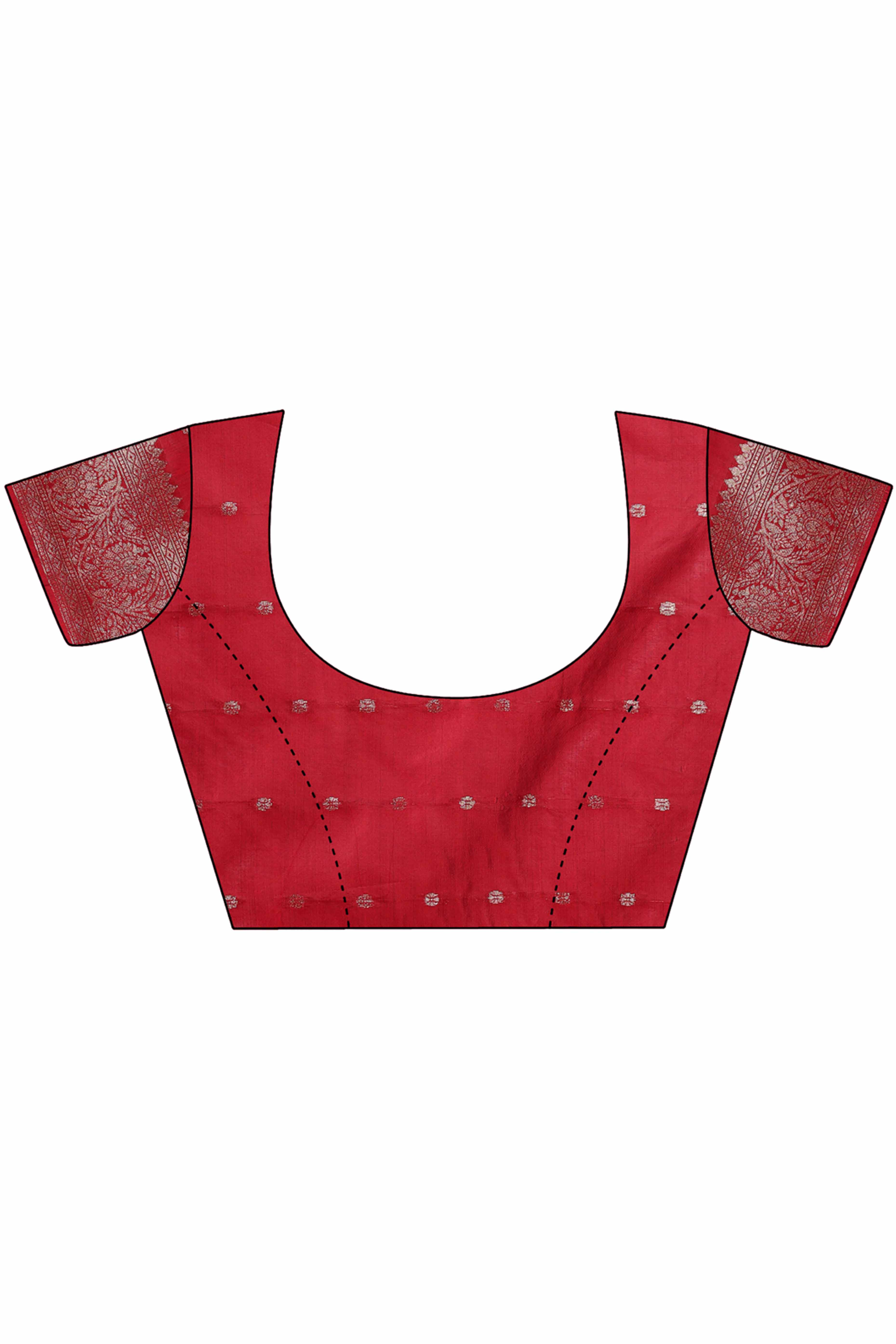 Red Saree In Lichi Silk Blend With Floral Zari Weaving & Delicate Tassel Border