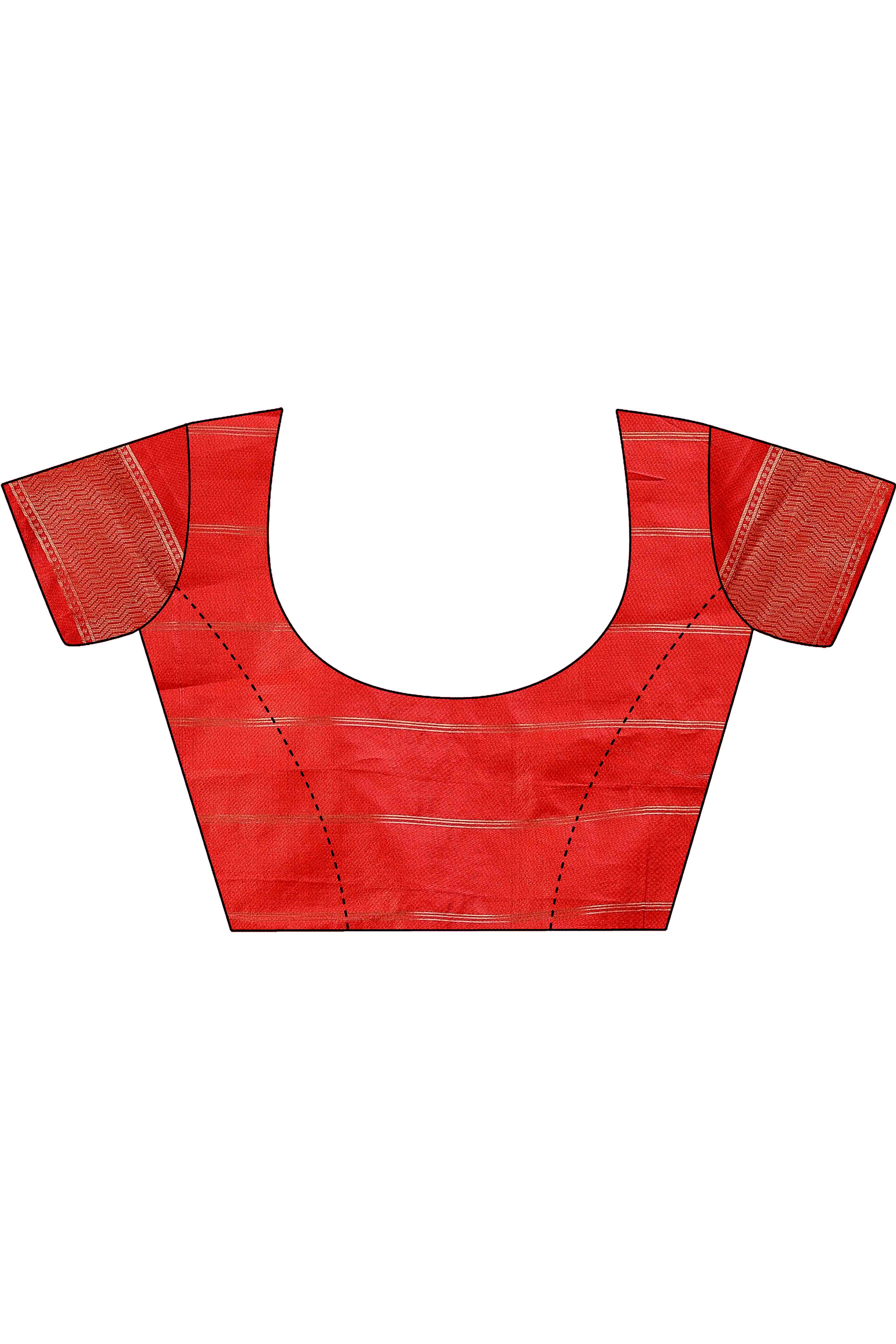 Red Silk Banarasi Saree with Stunning Zari Woven Brocade Patterns