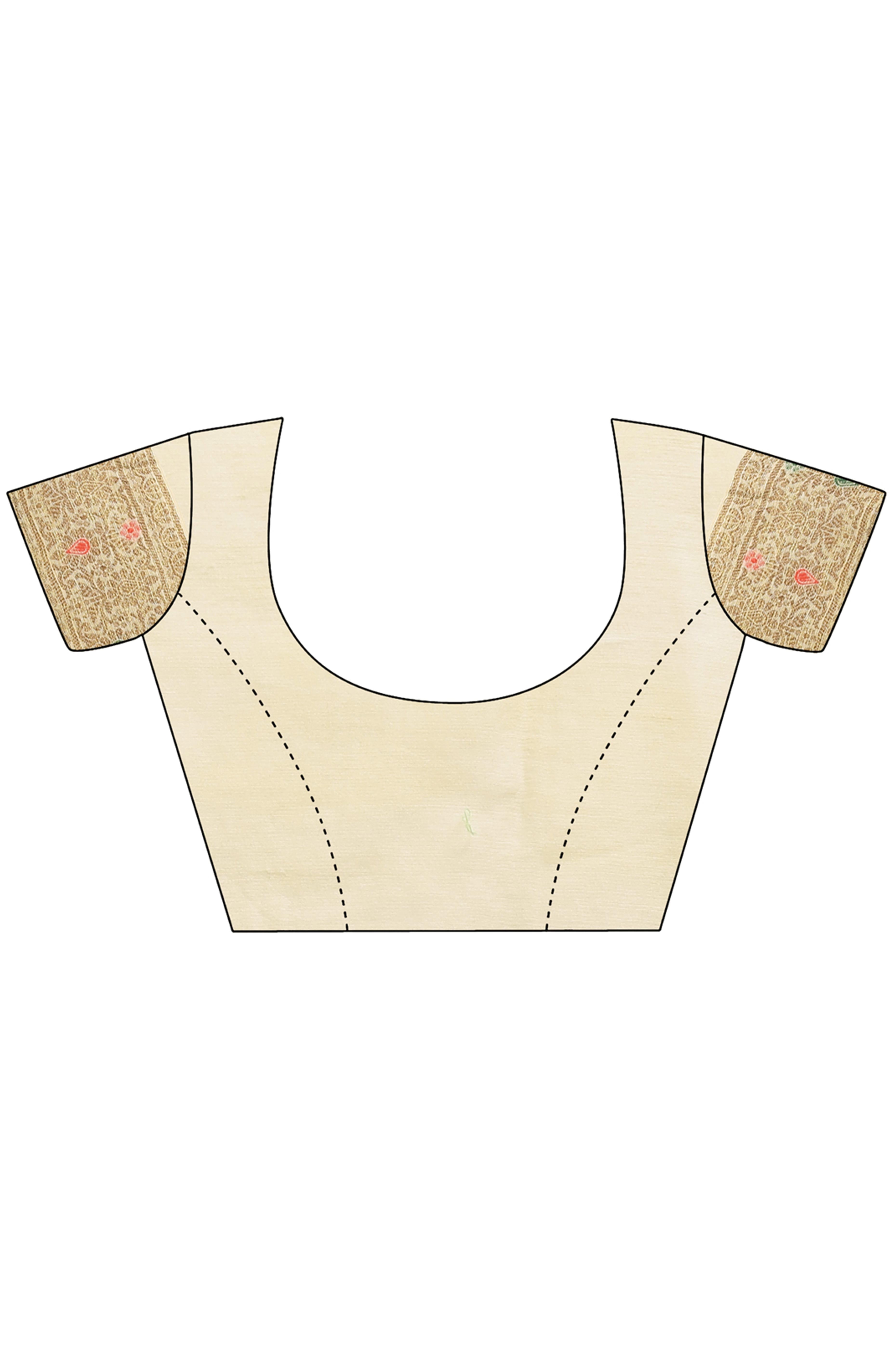 Cream Saree in Cotton Silk with Heritage Inspired Zari Woven Accents