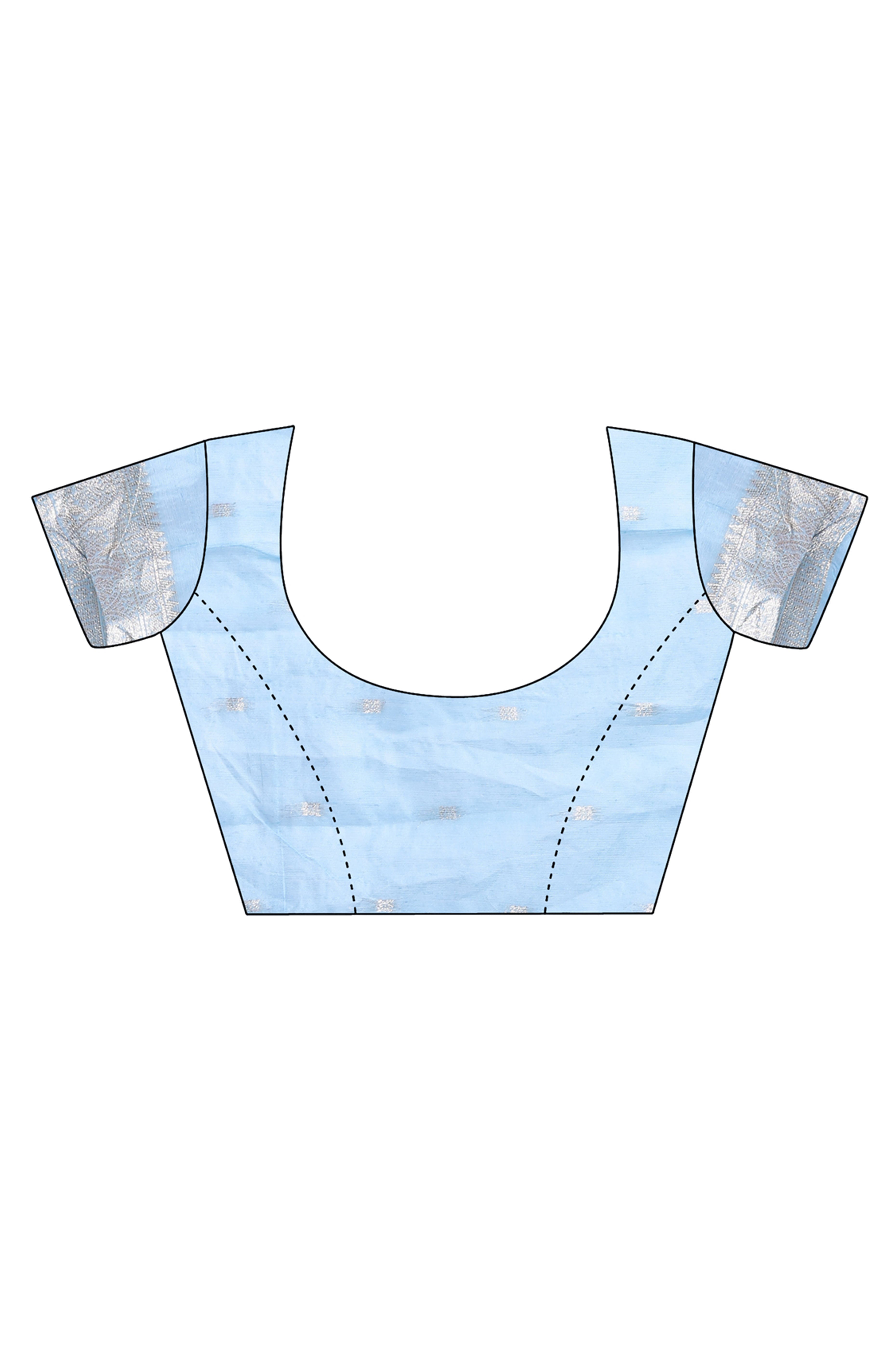 Breathtaking Sky Blue Geometric Style Zari Weaving Cotton Blend Saree Enhanced with Elegant Tassels