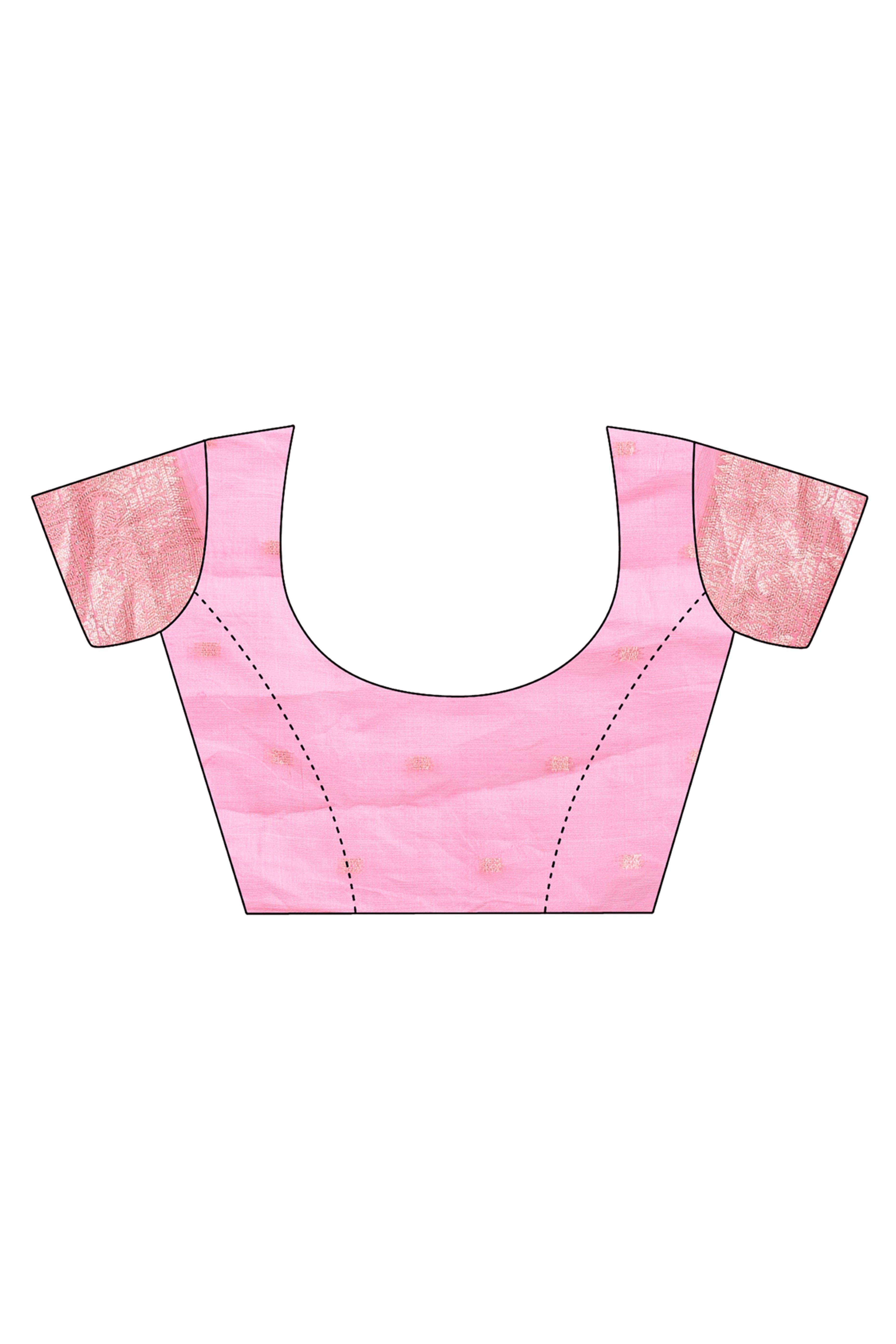 Charming Pink Geometric Style Zari Weaving Cotton Blend Saree Decorated with Graceful Tassels