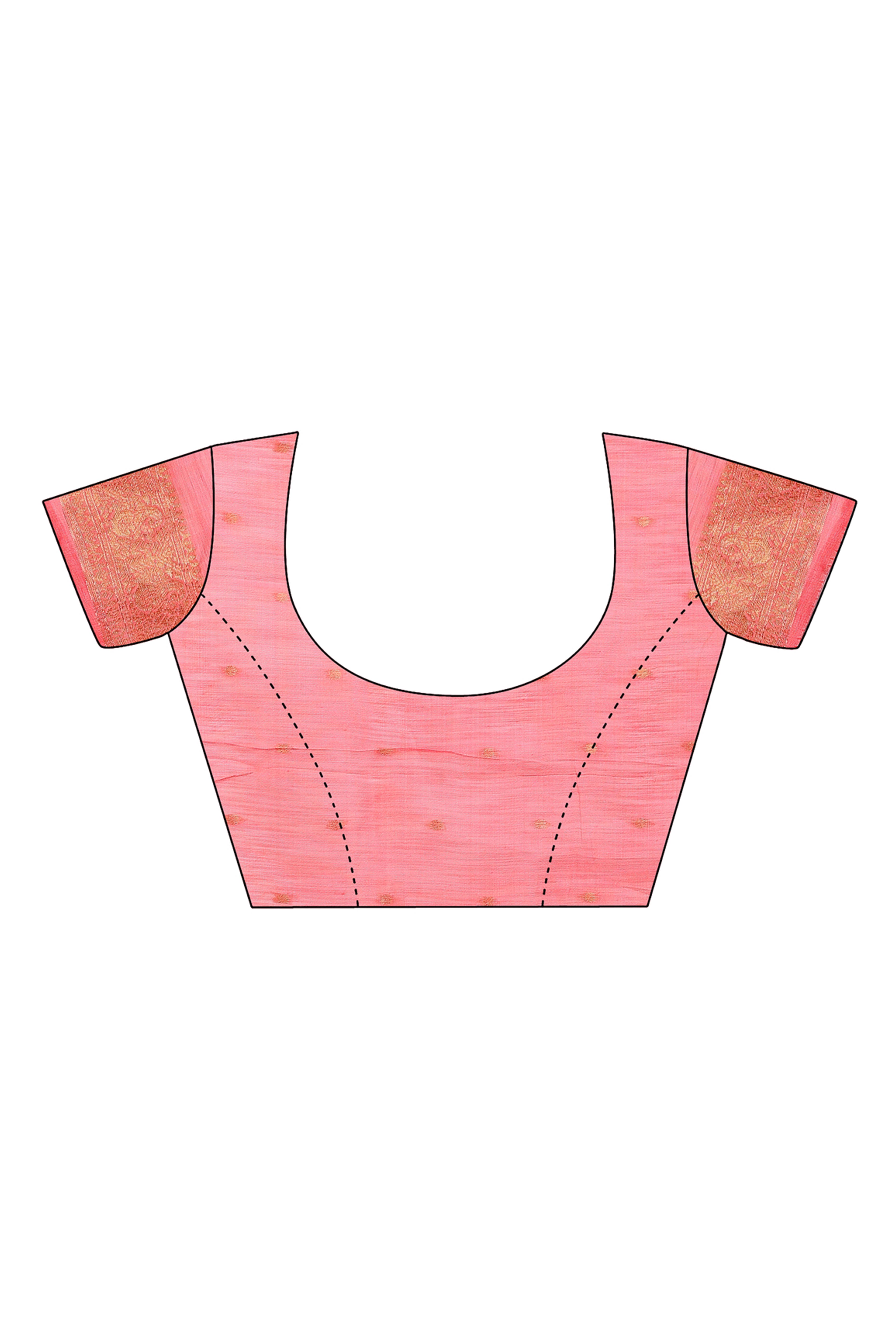 Gajari Pink Linen Cotton Saree With Intricate Floral Zari Weaving & Tassel Edge